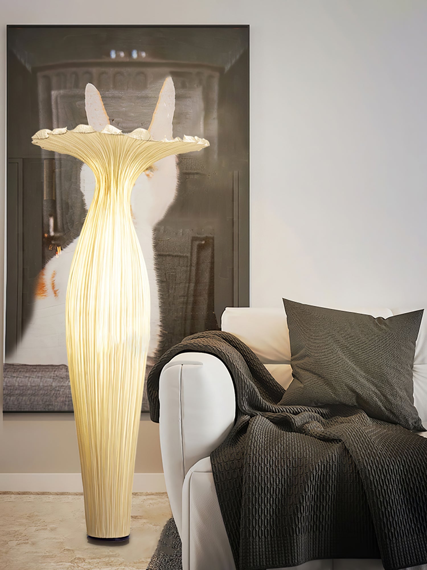 Zarinir Organic Fabric Floor Lamp-Neutral Decor