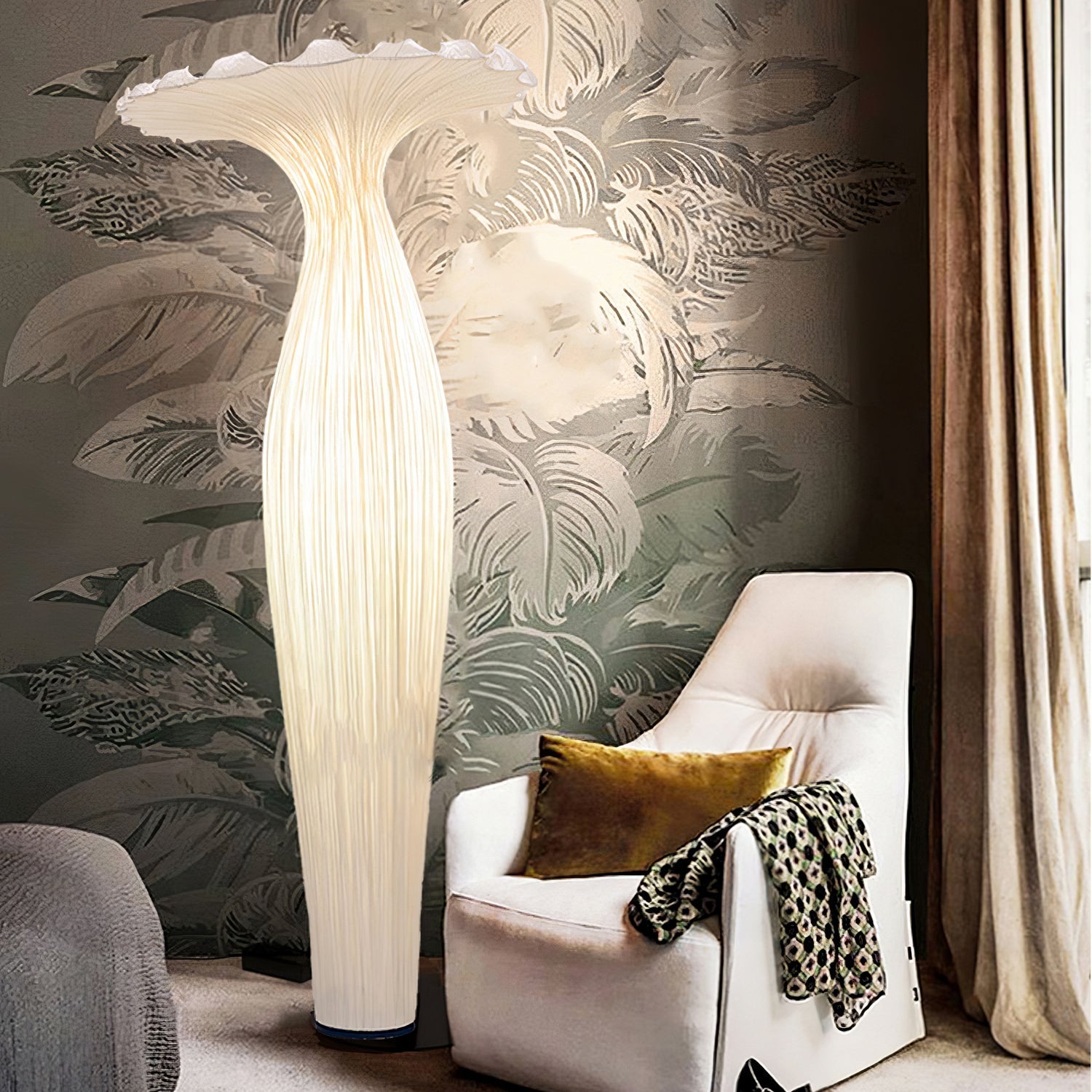 Zarinir Organic Fabric Floor Lamp-Neutral Decor