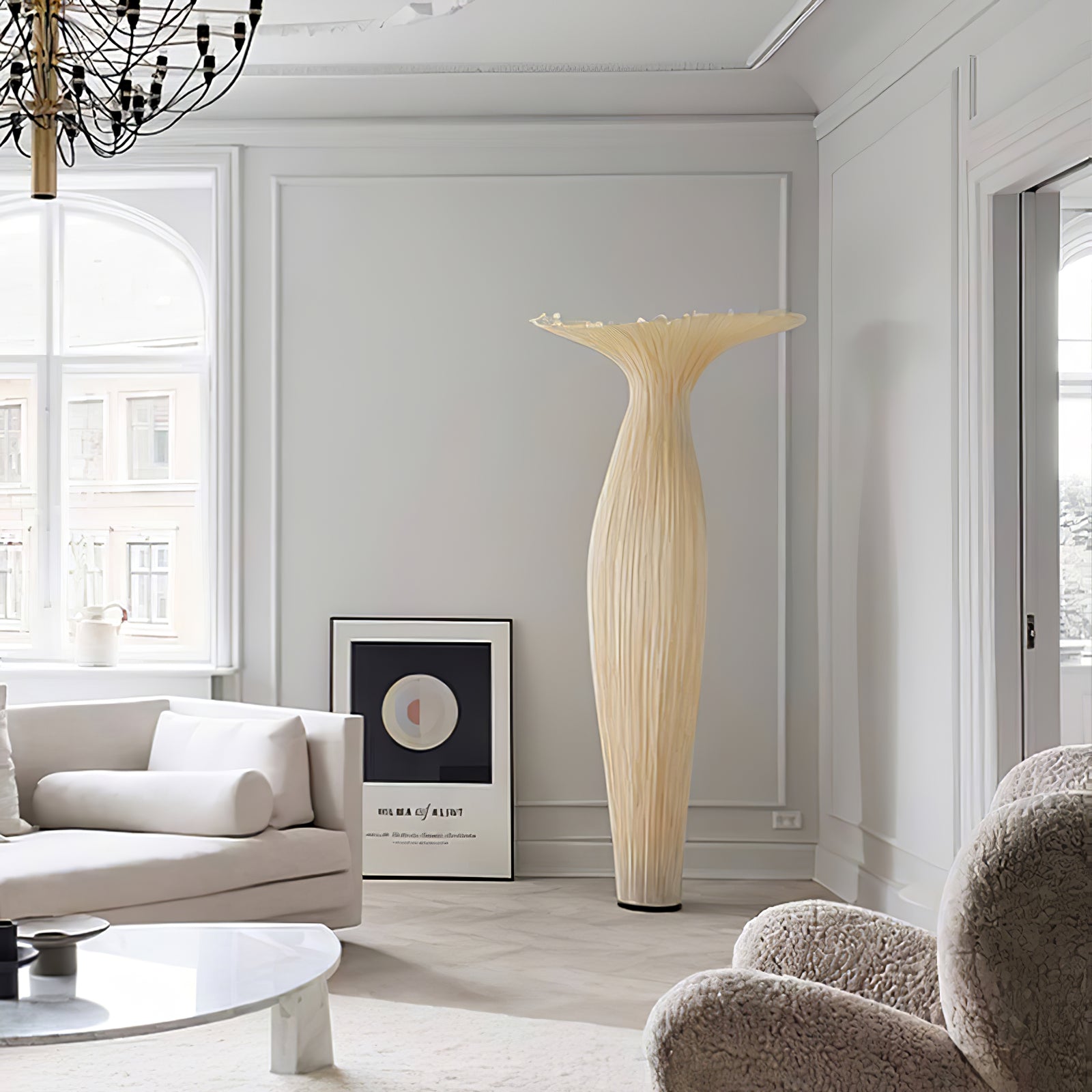 Zarinir Organic Fabric Floor Lamp-Neutral Decor