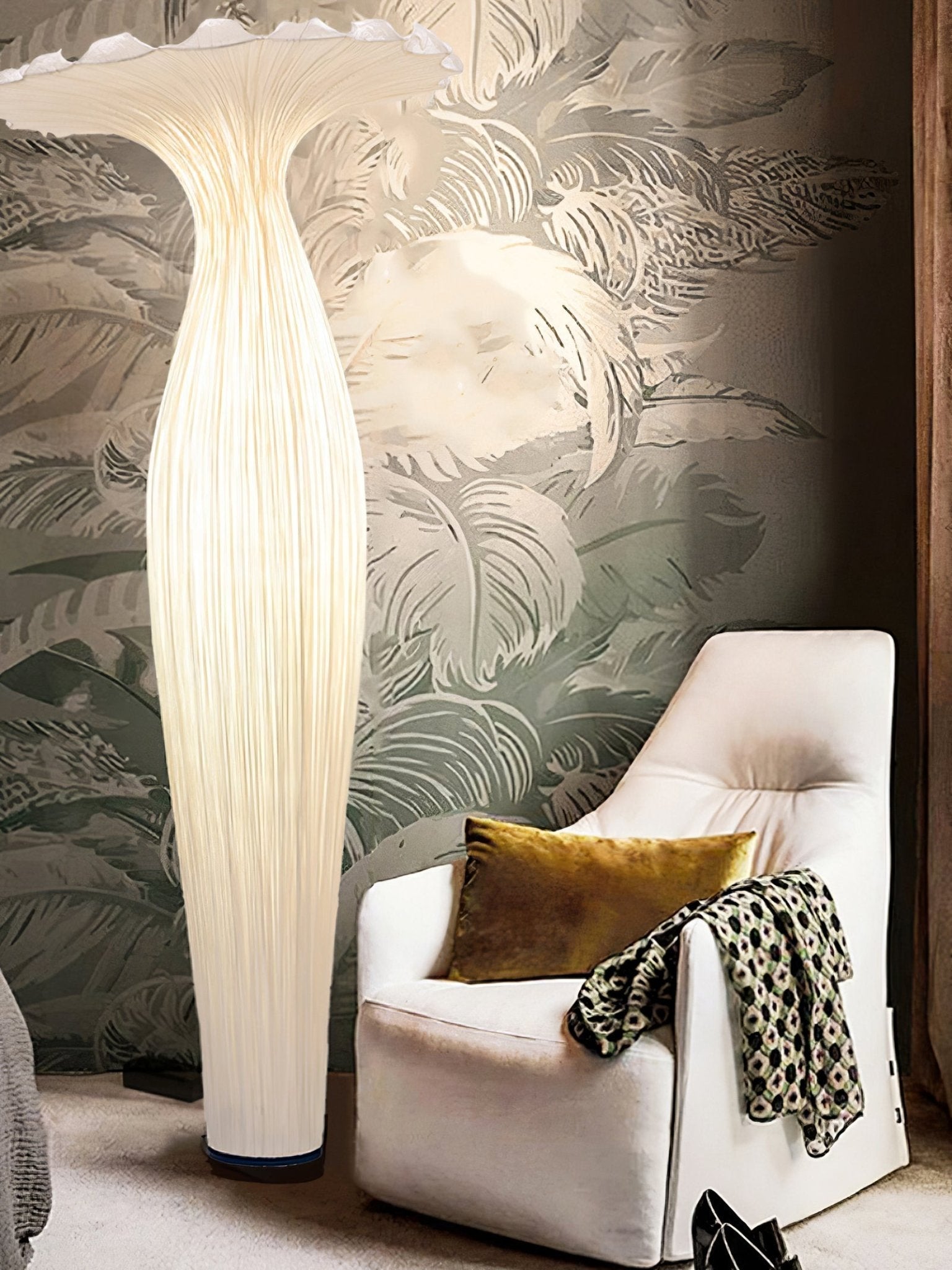 Zarinir Organic Fabric Floor Lamp-Neutral Decor