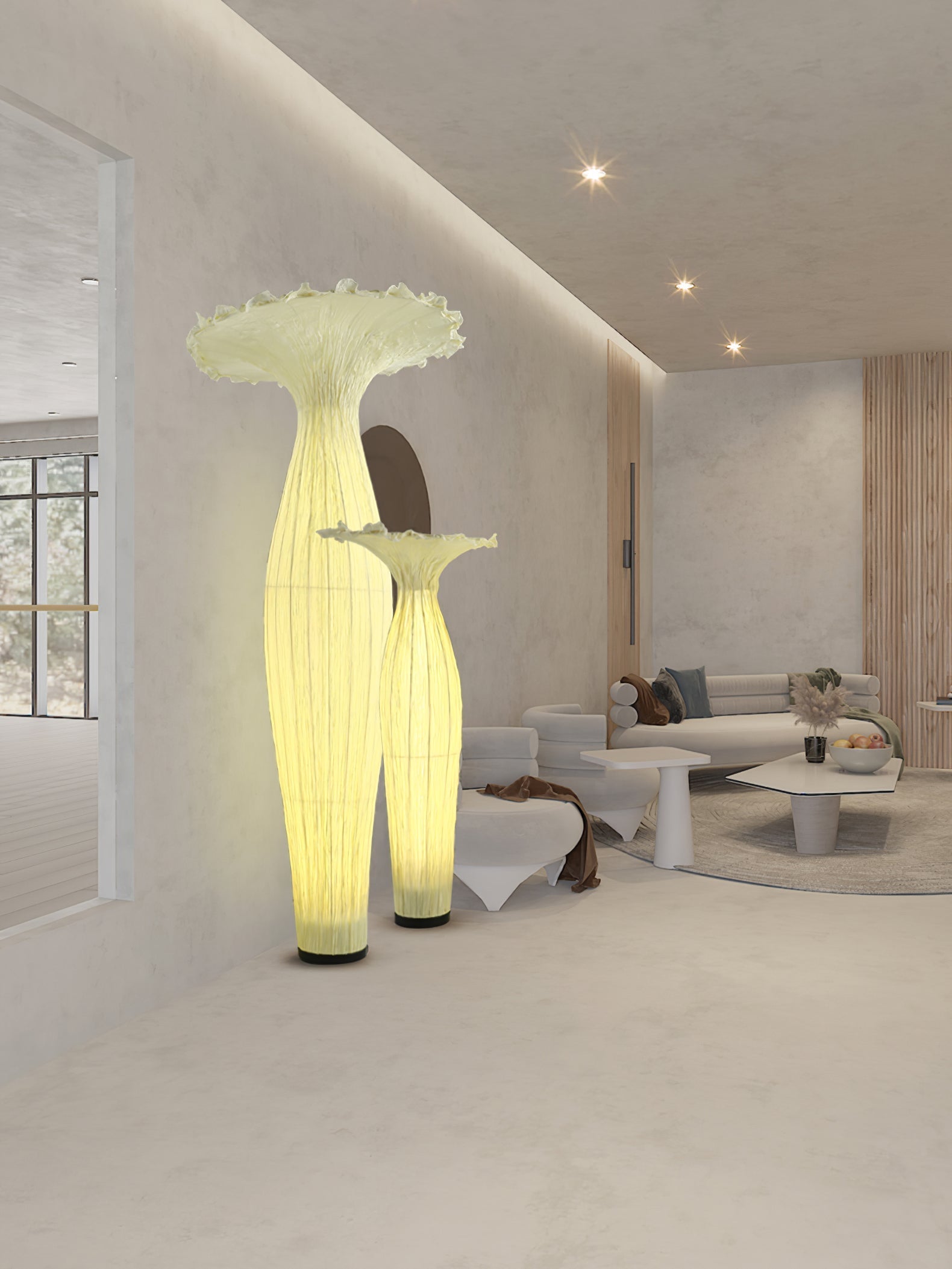 Zarinir Organic Fabric Floor Lamp-Neutral Decor