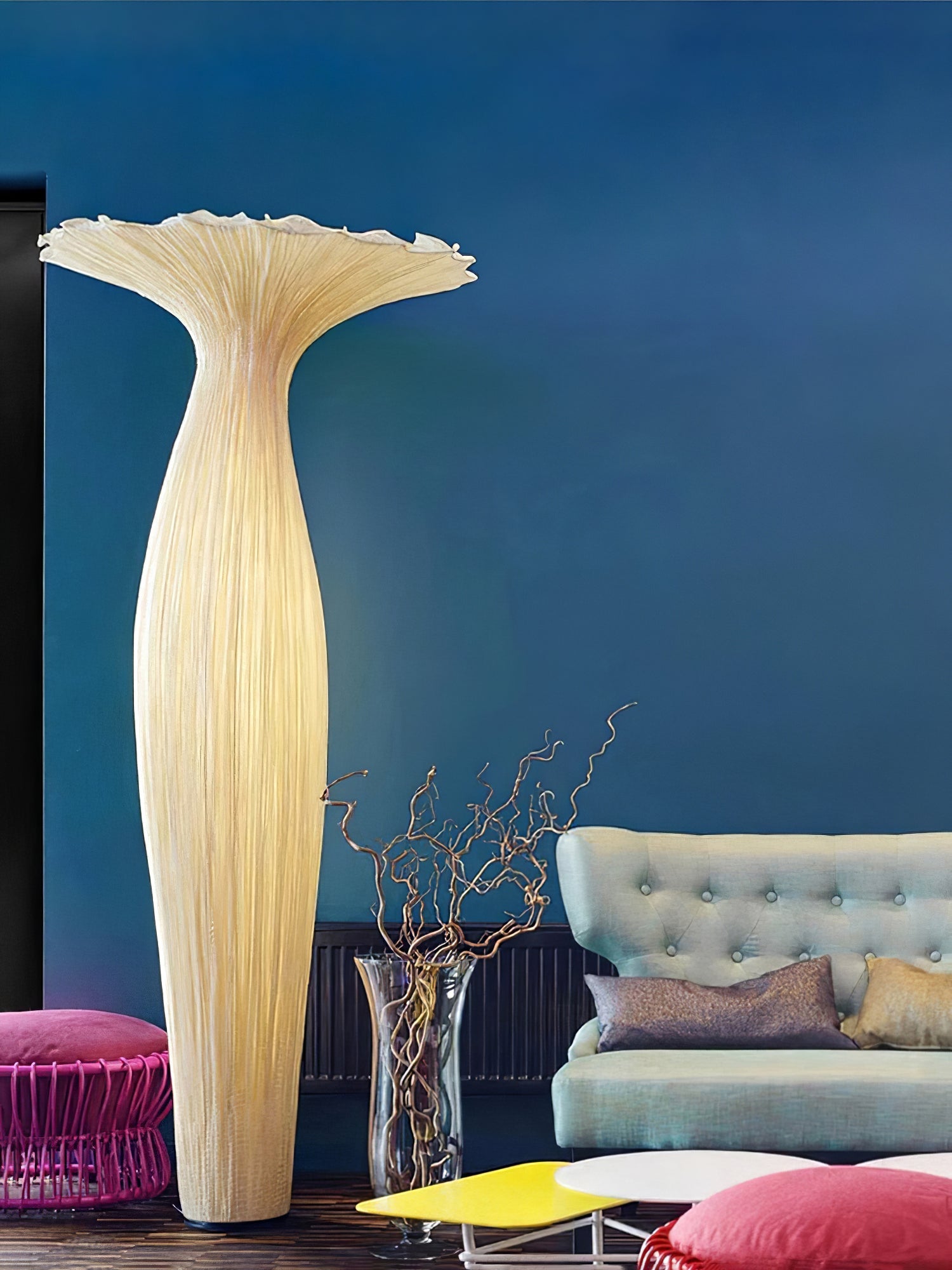 Zarinir Organic Fabric Floor Lamp-Neutral Decor