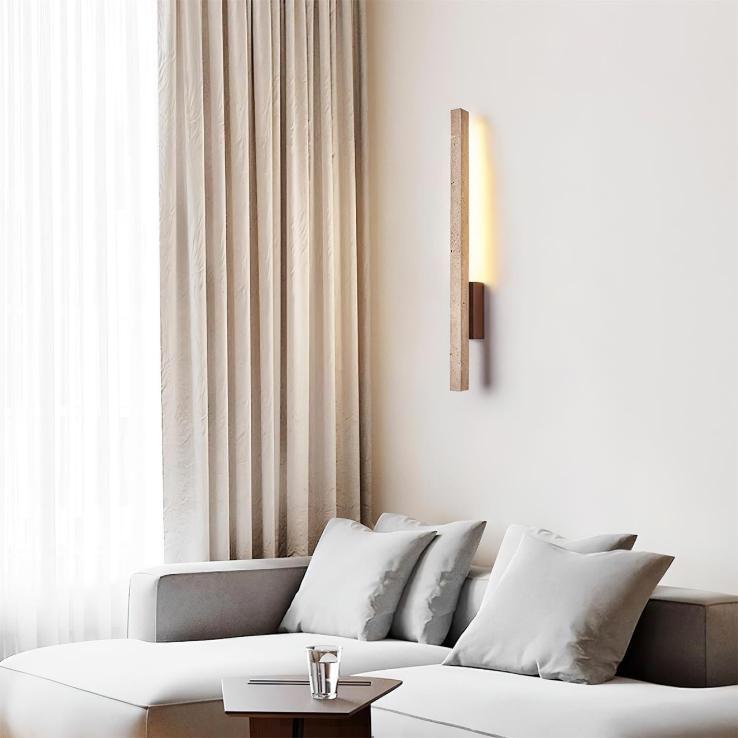 Corvella Wall Lamp Slim Linear Travertine Minimalist-Neutral Decor