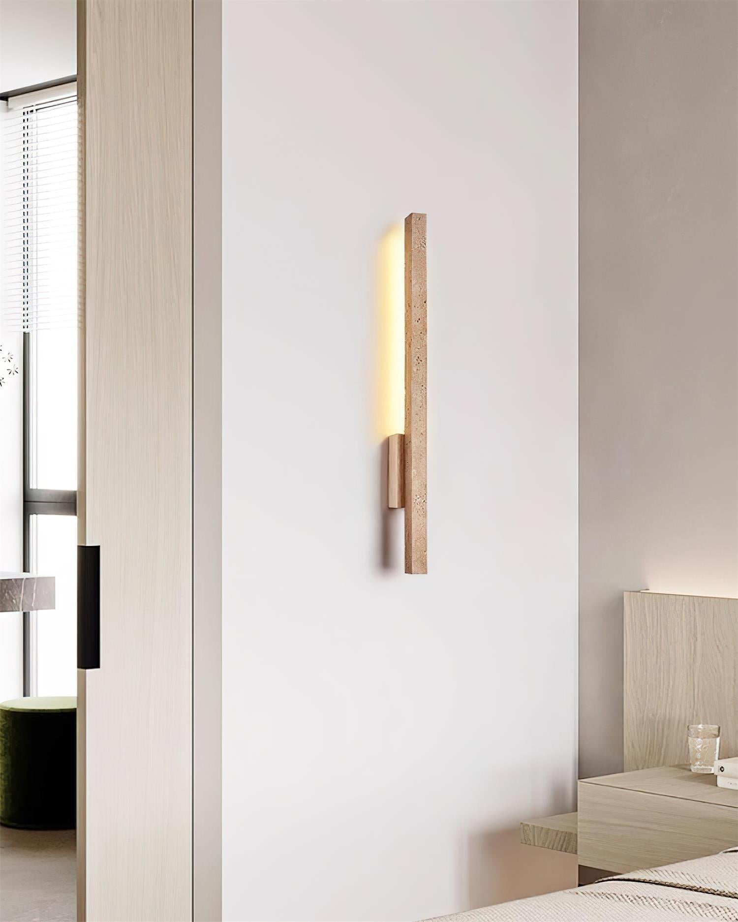 Corvella Wall Lamp Slim Linear Travertine Minimalist-Neutral Decor