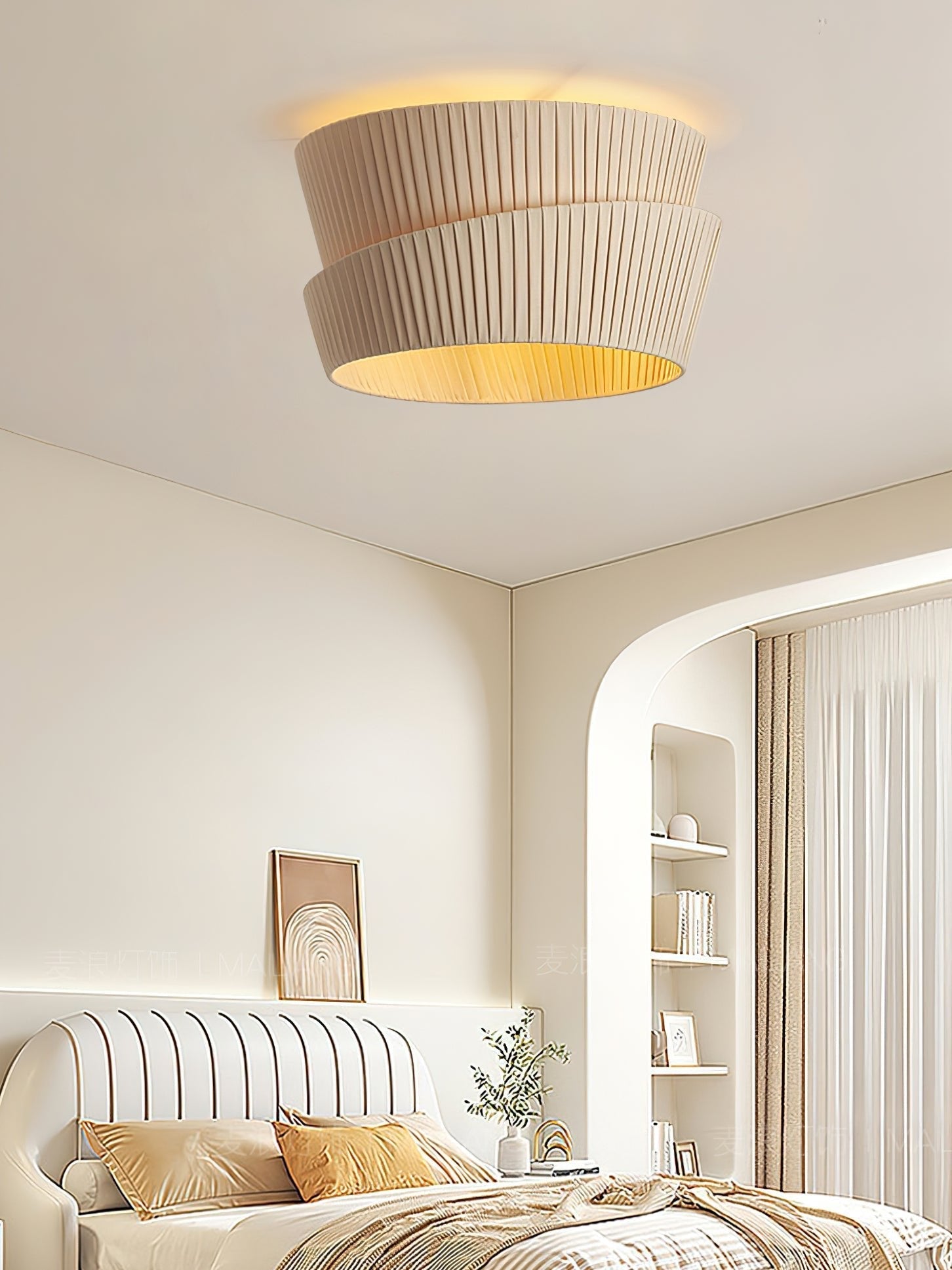 Xlenis Natural Unique Twist Fabric Ceiling Lamp-Neutral Decor