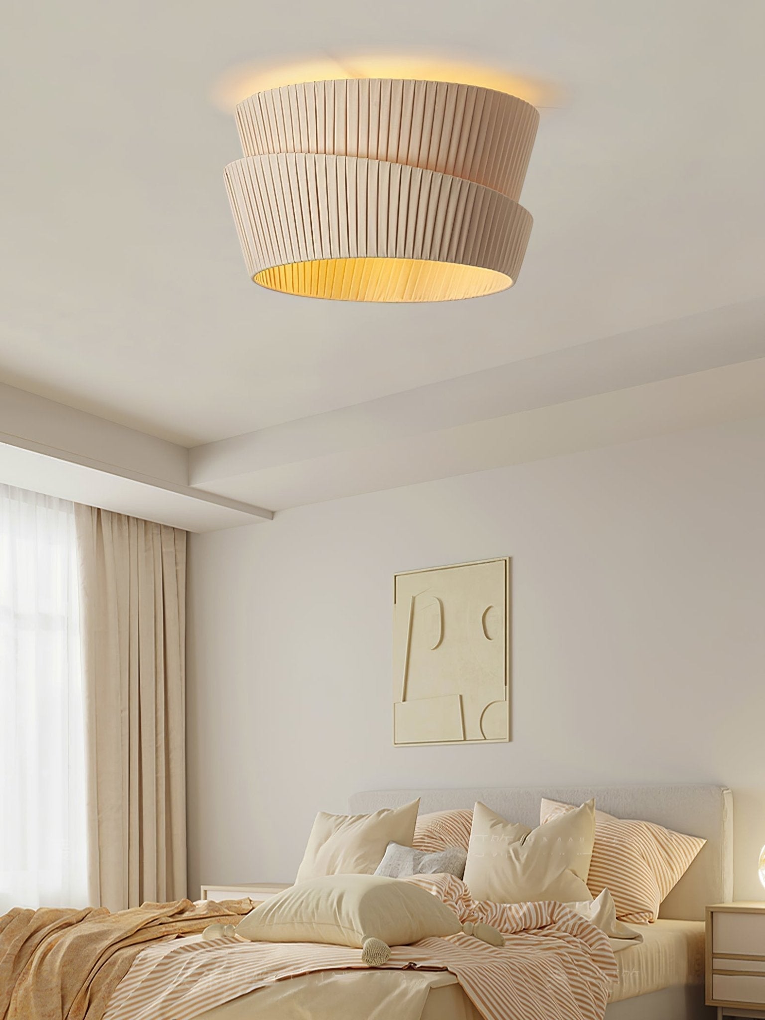 Xlenis Natural Unique Twist Fabric Ceiling Lamp-Neutral Decor
