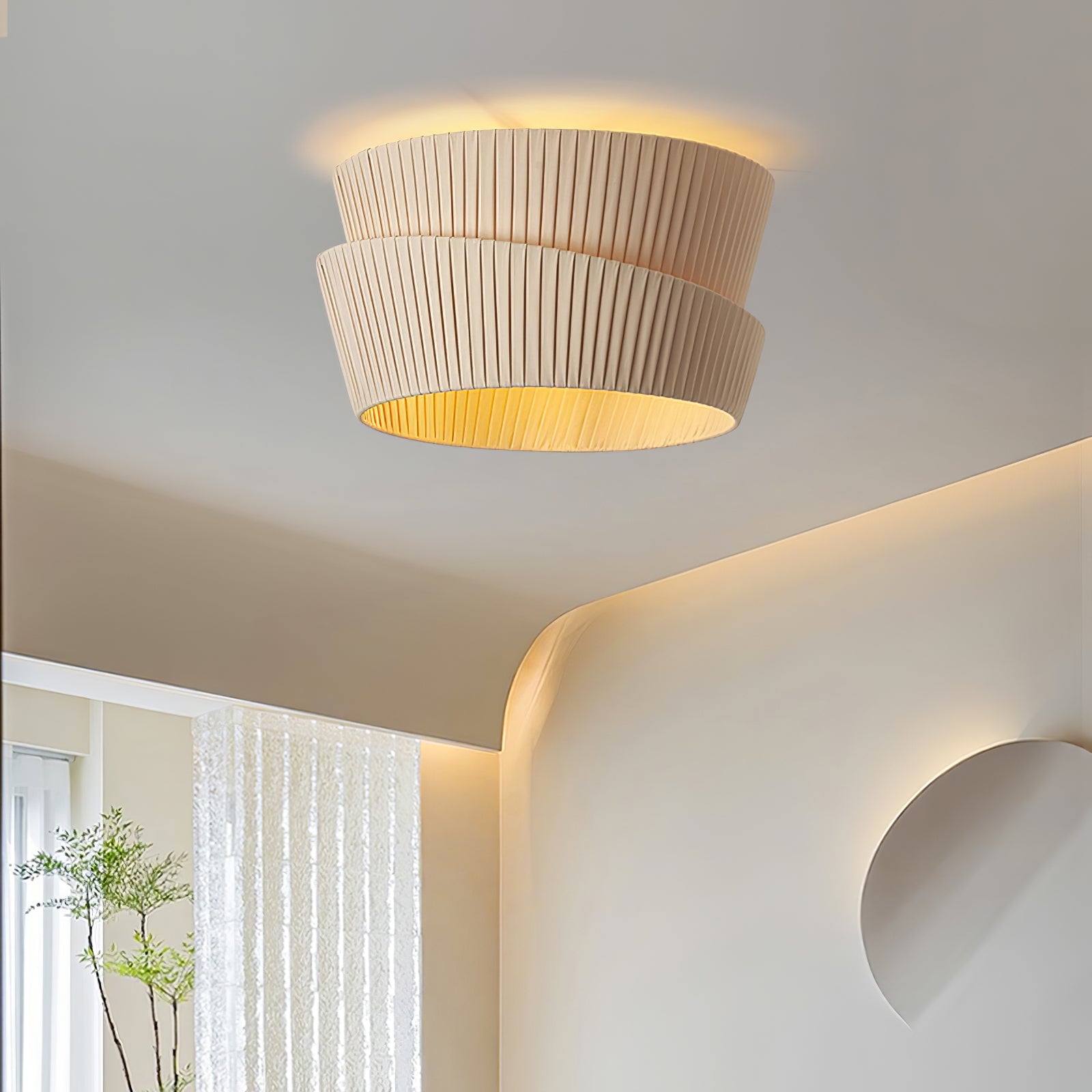 Xlenis Natural Unique Twist Fabric Ceiling Lamp-Neutral Decor