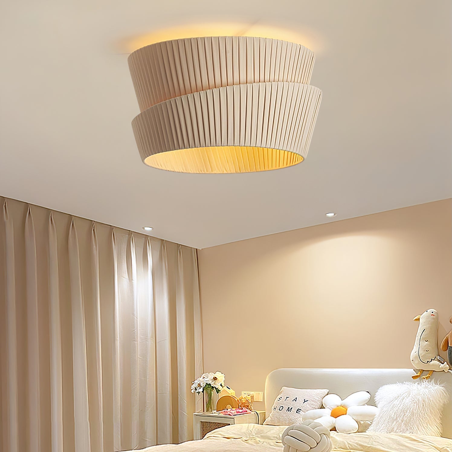 Xlenis Natural Unique Twist Fabric Ceiling Lamp-Neutral Decor