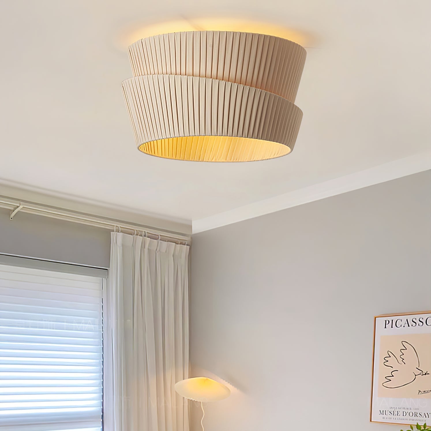 Xlenis Natural Unique Twist Fabric Ceiling Lamp-Neutral Decor
