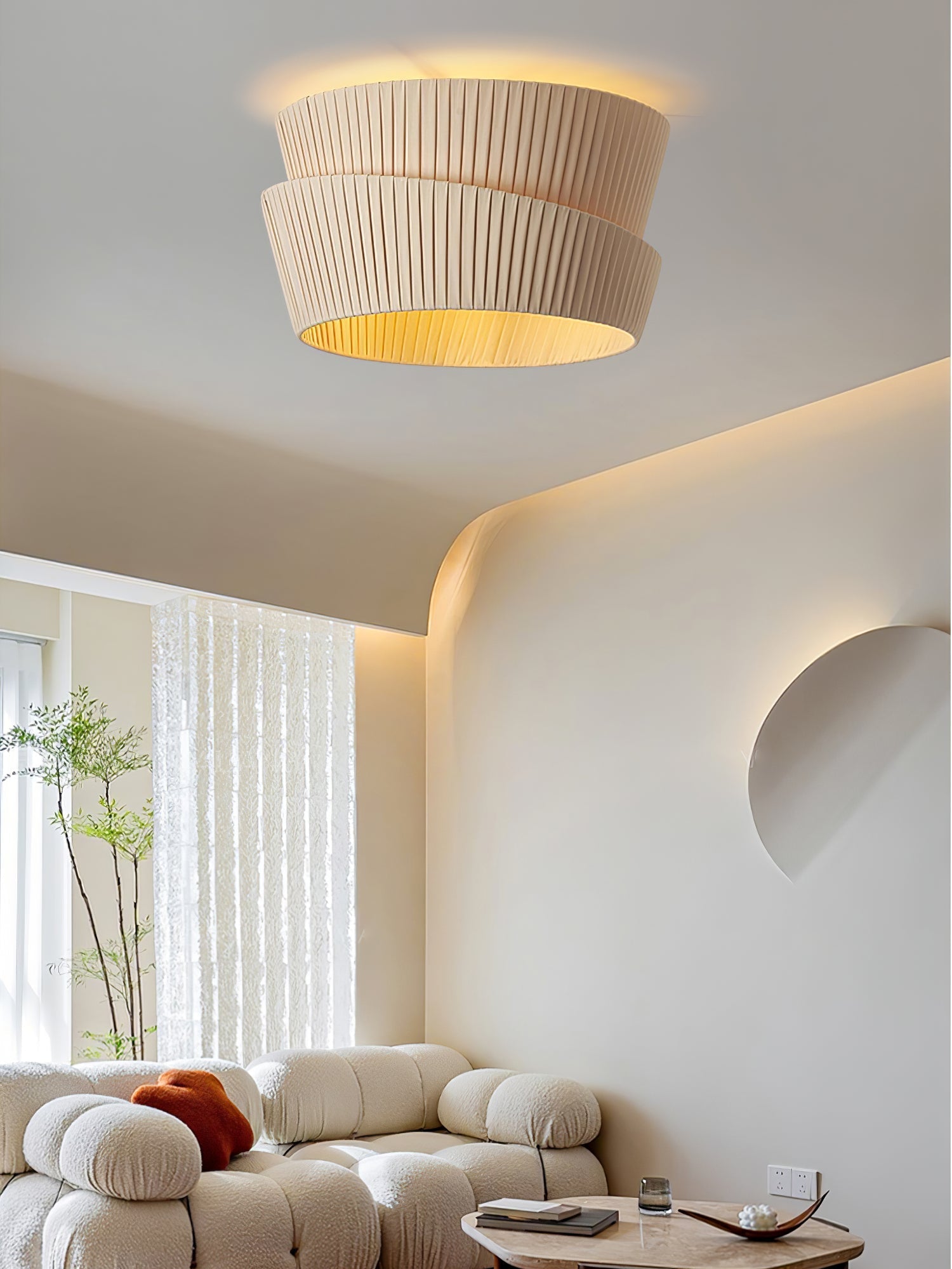 Xlenis Natural Unique Twist Fabric Ceiling Lamp-Neutral Decor