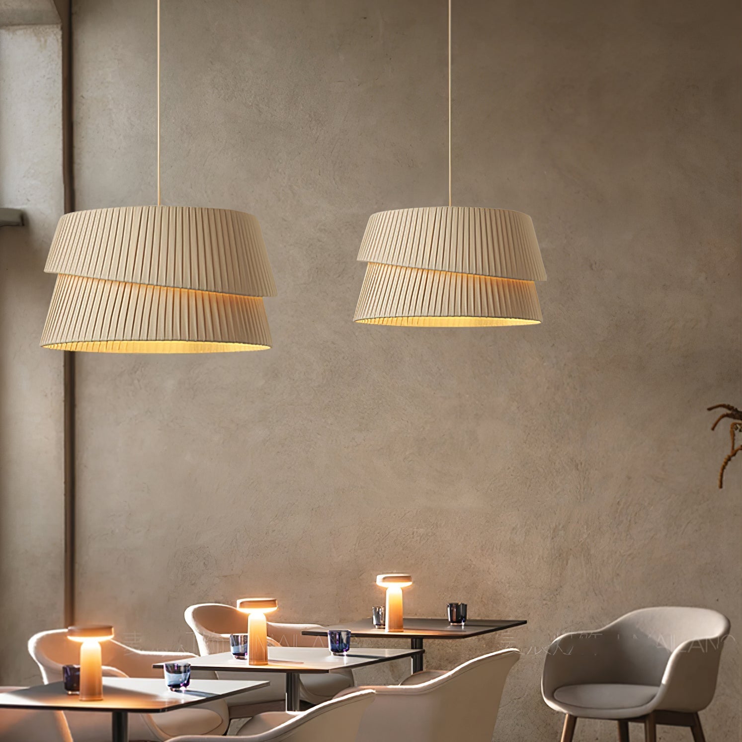 Ilira PremiumElegance Twist Fabric Pendant Lamp-Neutral Decor