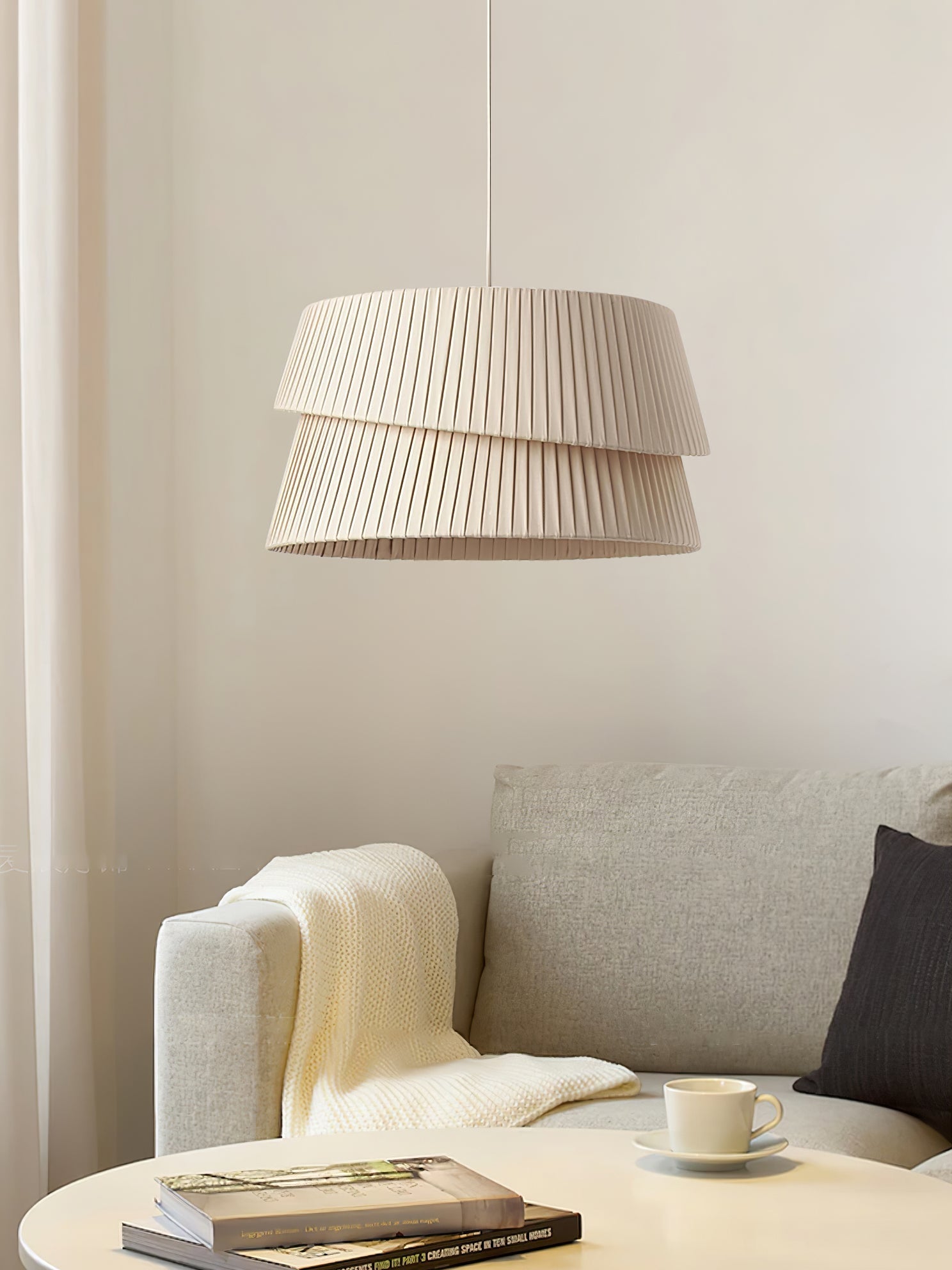 Ilira PremiumElegance Twist Fabric Pendant Lamp-Neutral Decor
