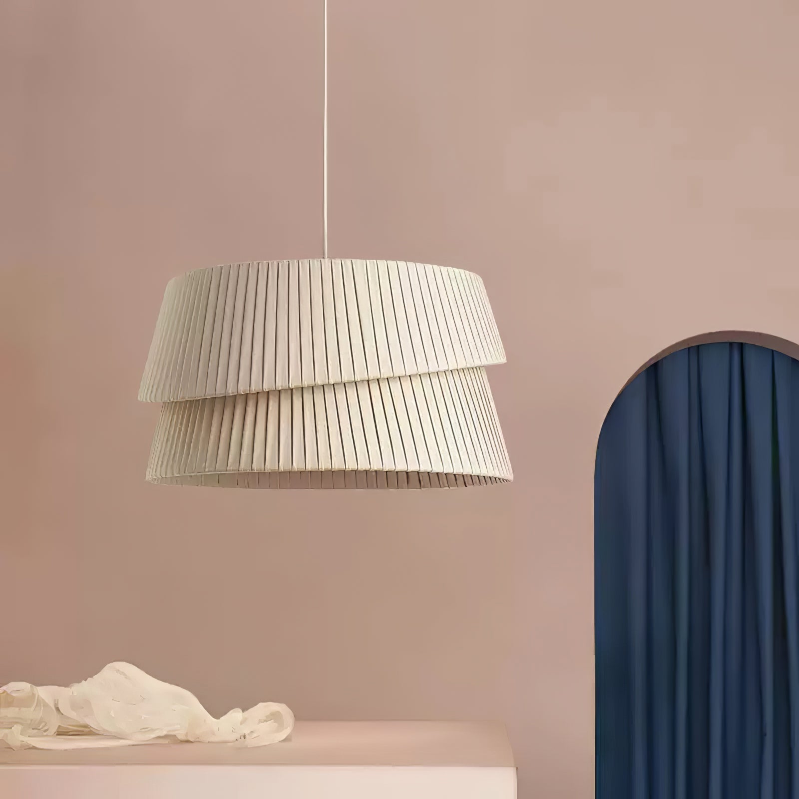 Ilira PremiumElegance Twist Fabric Pendant Lamp-Neutral Decor