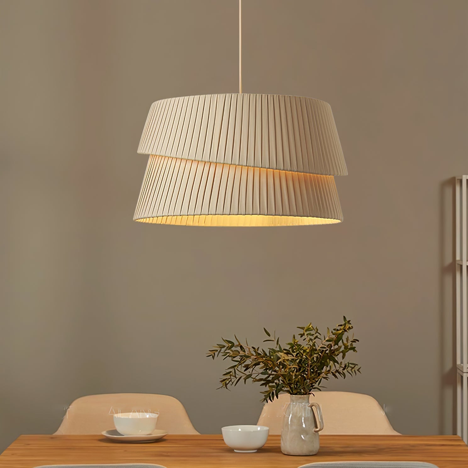 Ilira PremiumElegance Twist Fabric Pendant Lamp-Neutral Decor
