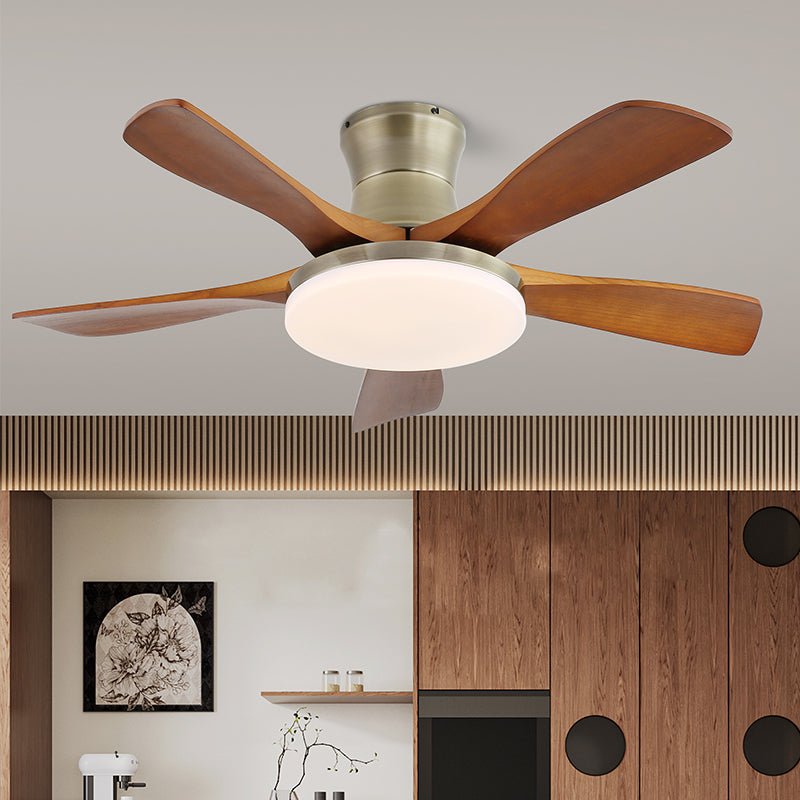 Elara Modern Brass Wood Ceiling Fan Light-Neutral Decor