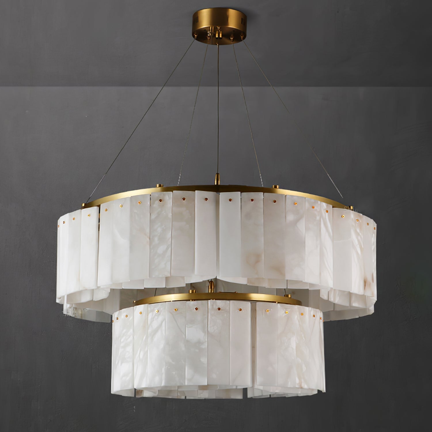 Ilveliel Double Tier Alabaster Pendant Light-Neutral Decor