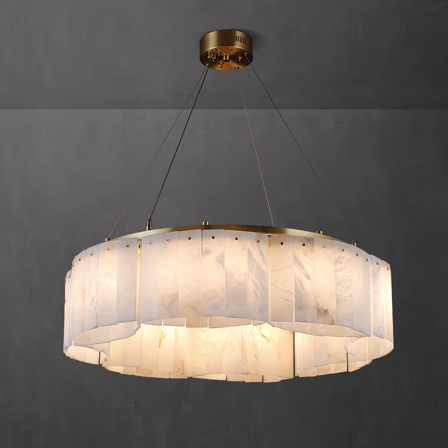 Ilveliel Double Tier Alabaster Pendant Light-Neutral Decor
