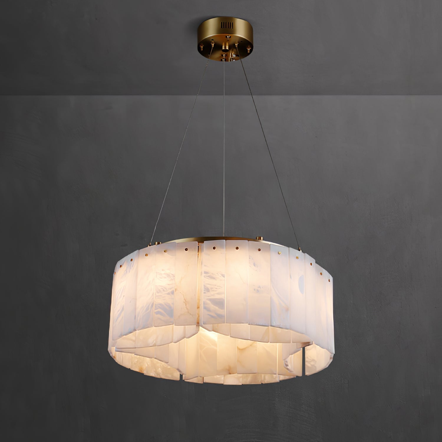 Ilveliel Double Tier Alabaster Pendant Light-Neutral Decor