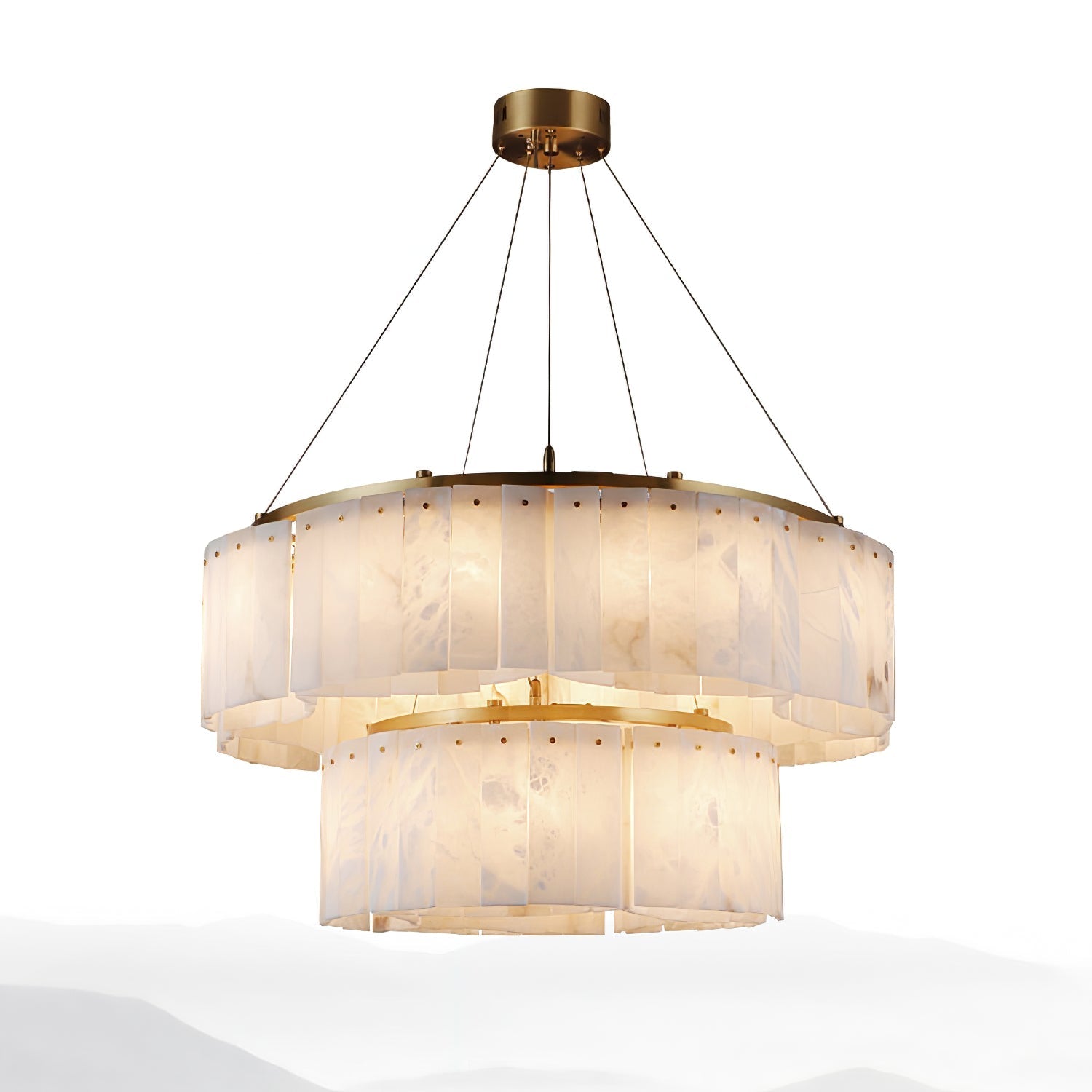 Ilveliel Double Tier Alabaster Pendant Light-Neutral Decor
