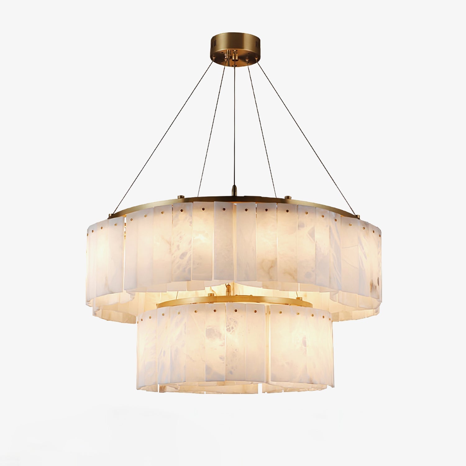 Ilveliel Double Tier Alabaster Pendant Light-Neutral Decor