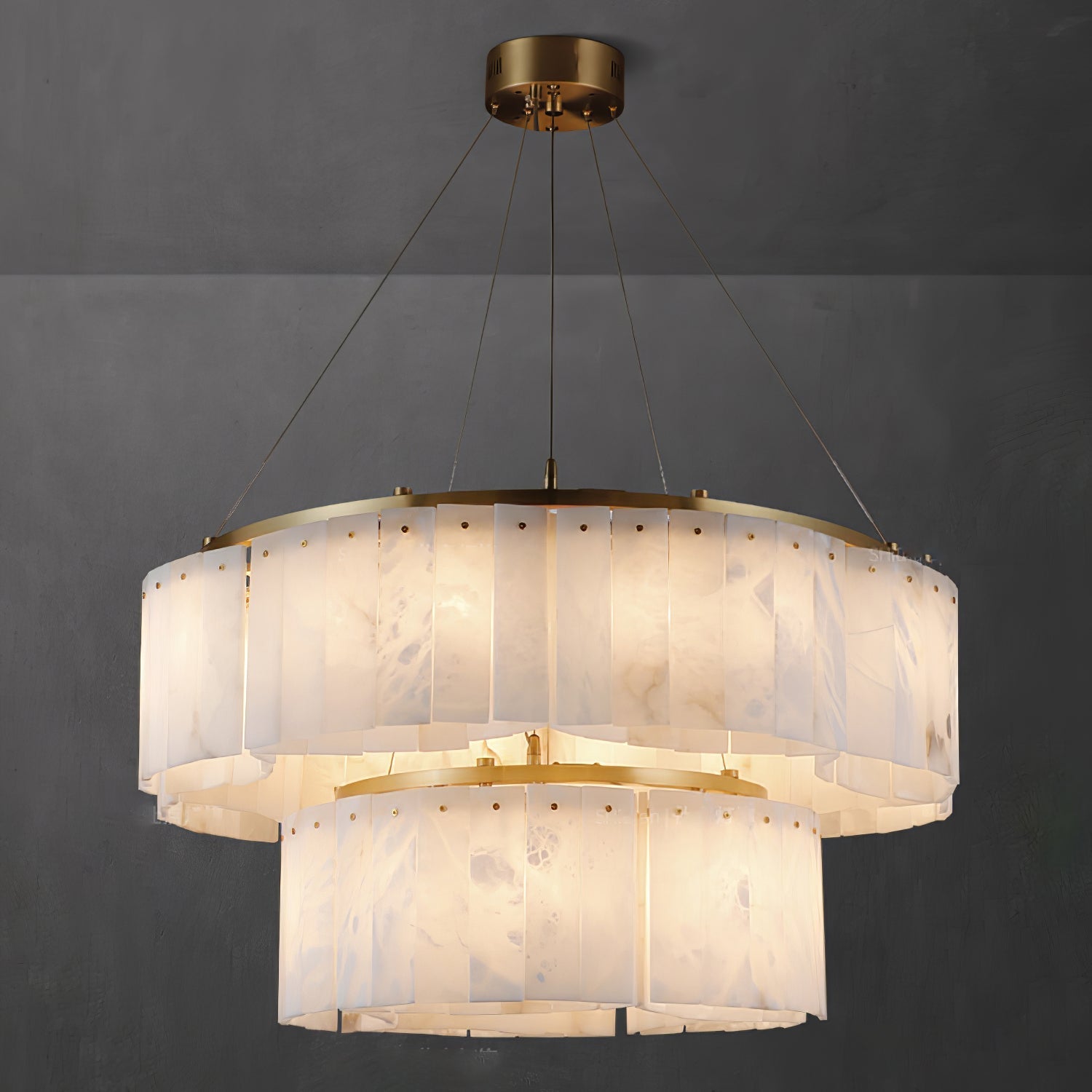 Ilveliel Double Tier Alabaster Pendant Light-Neutral Decor