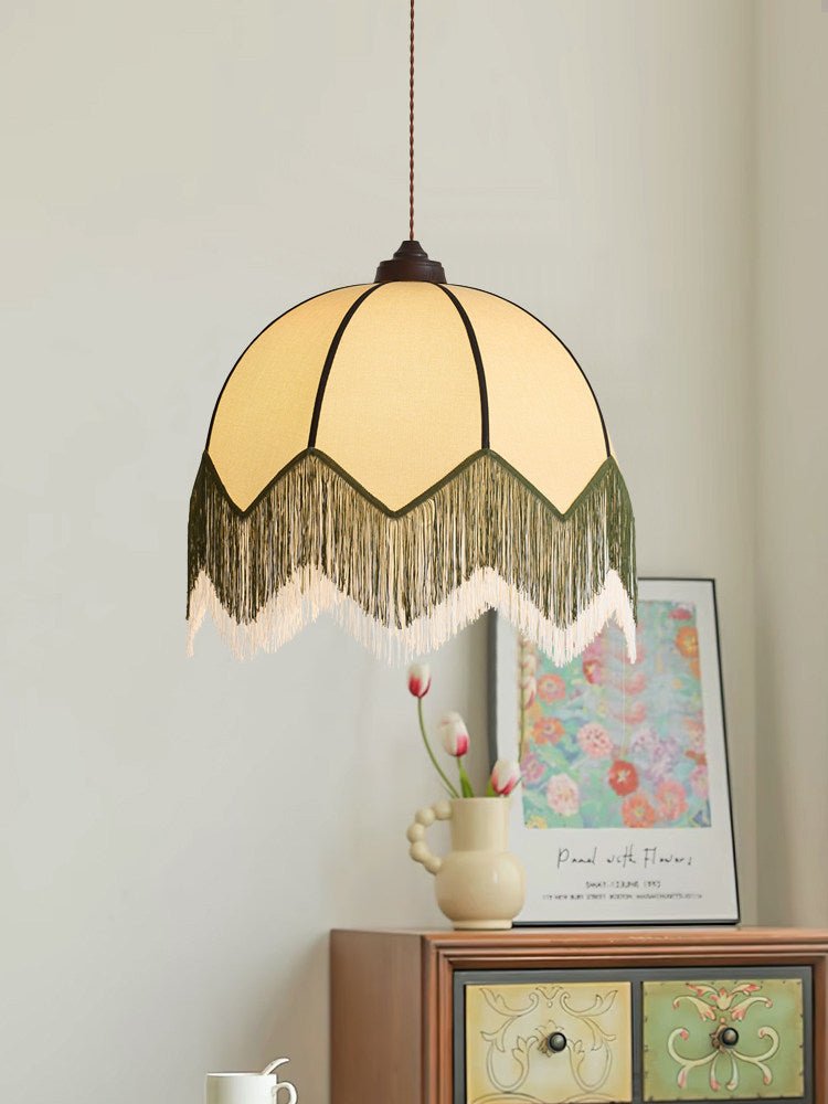 Velario Fringe Dome Pendant Light-Neutral Decor