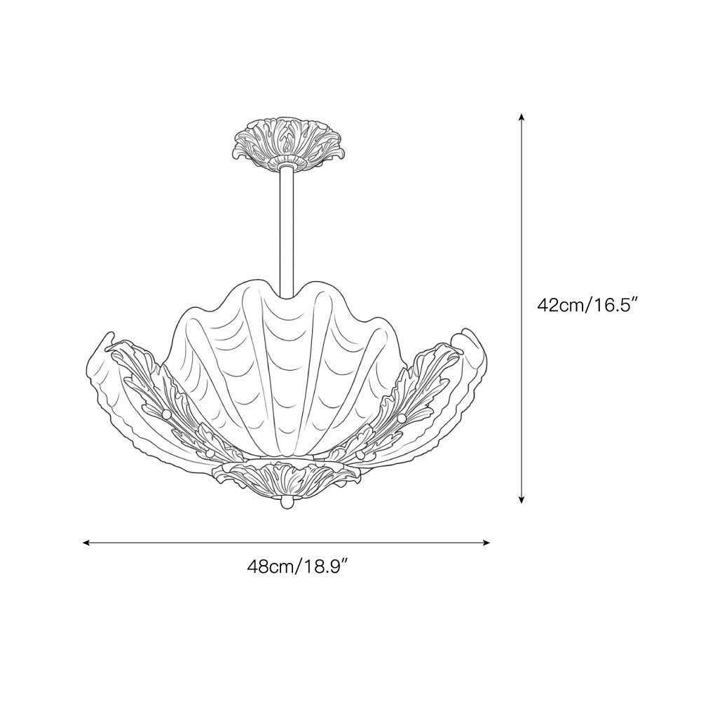 The 4-head Velmira Shell Ceiling Lamp showing its larger scale.