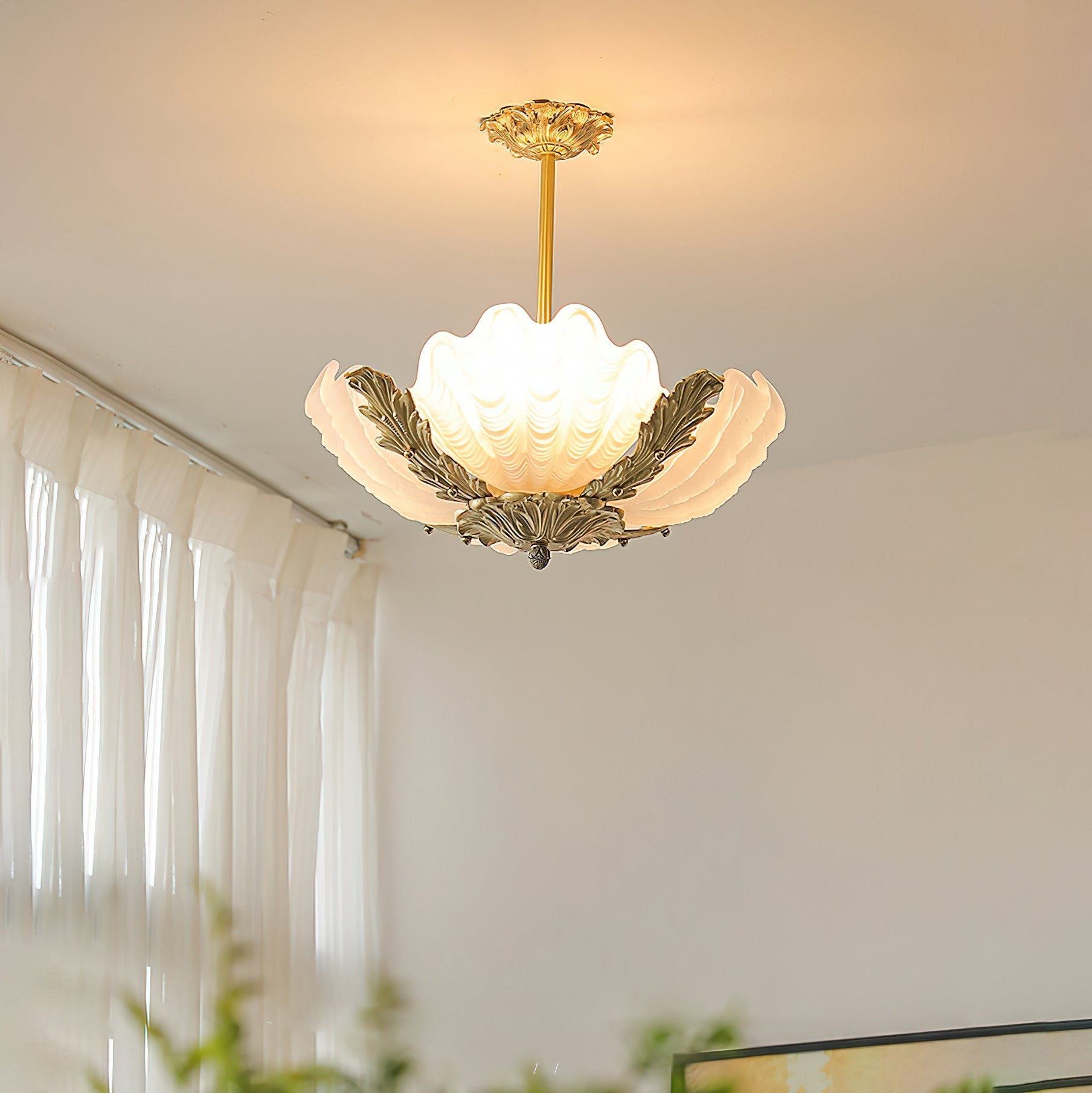Velmira Shell Ceiling Lamp in a hallway setting.