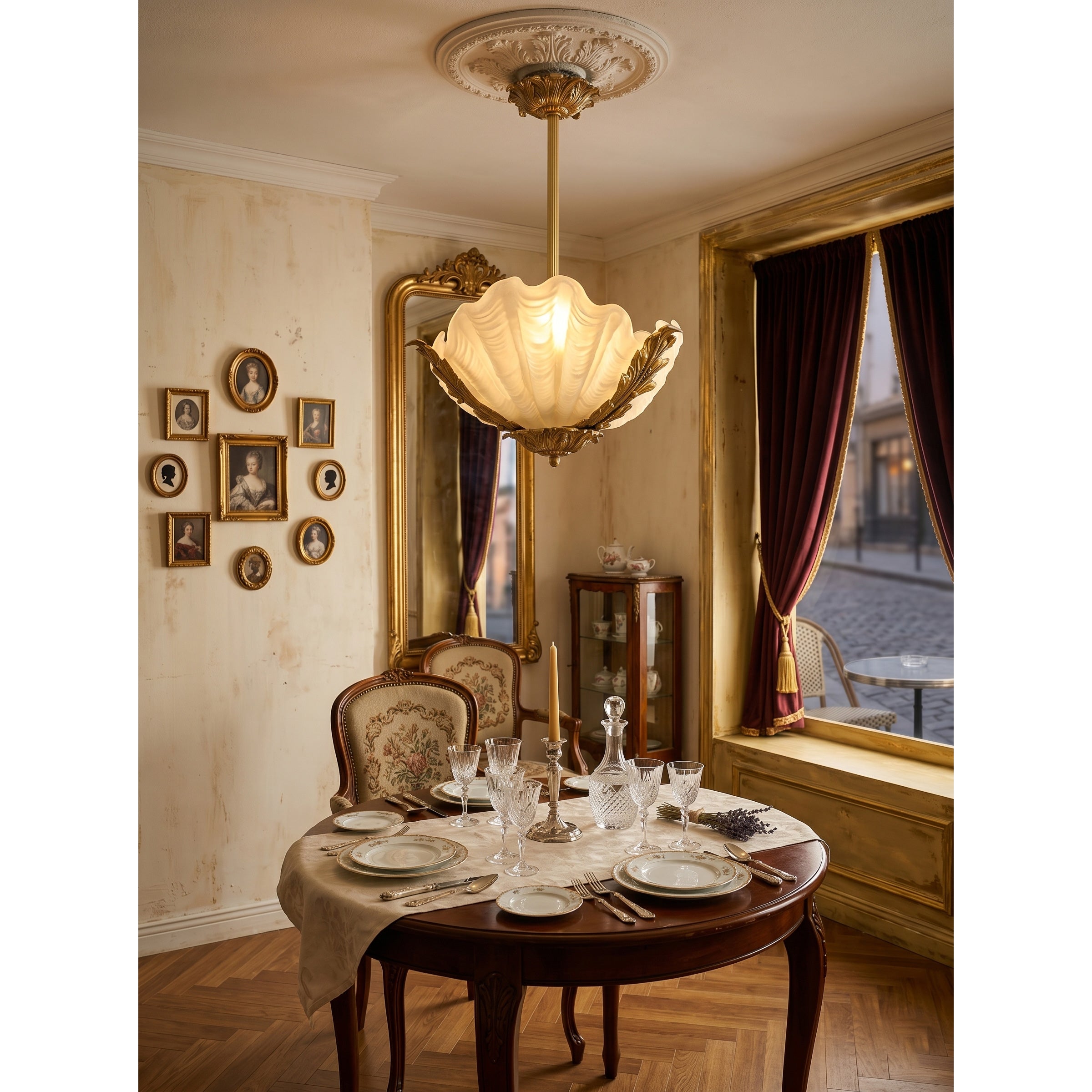 Velmira lamp casting a warm, soft glow from within.