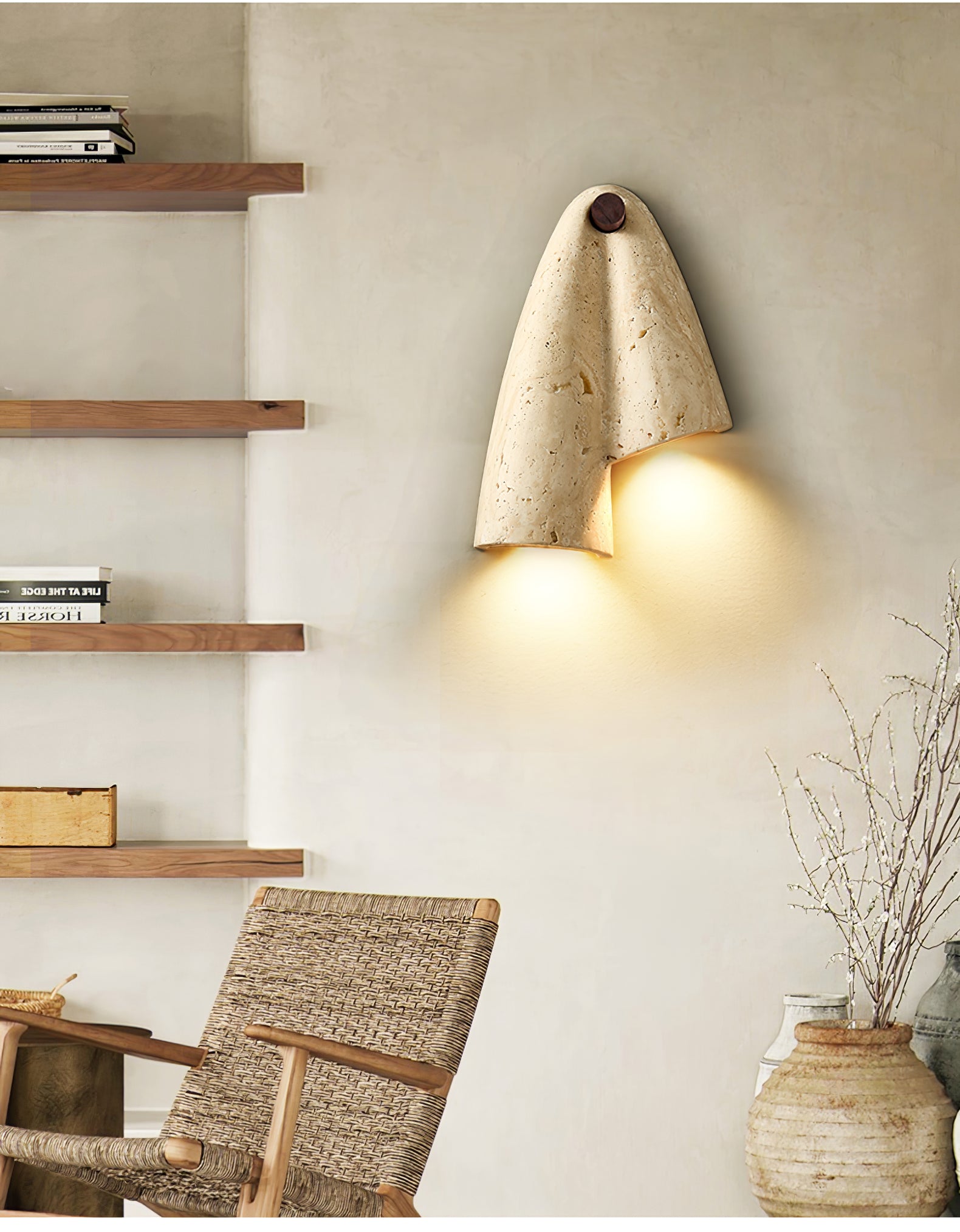 Artistic Travertine Wall Light-Neutral Decor