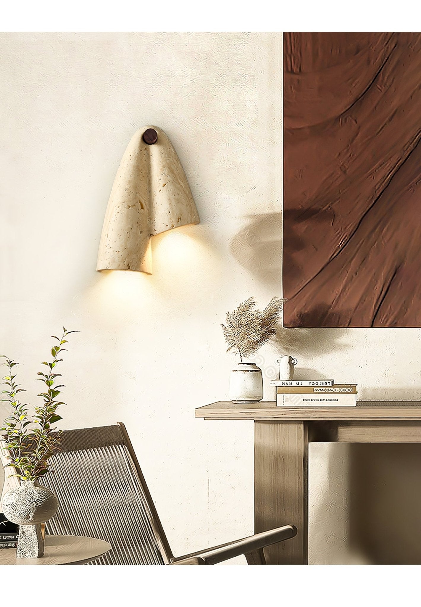 Artistic Travertine Wall Light-Neutral Decor