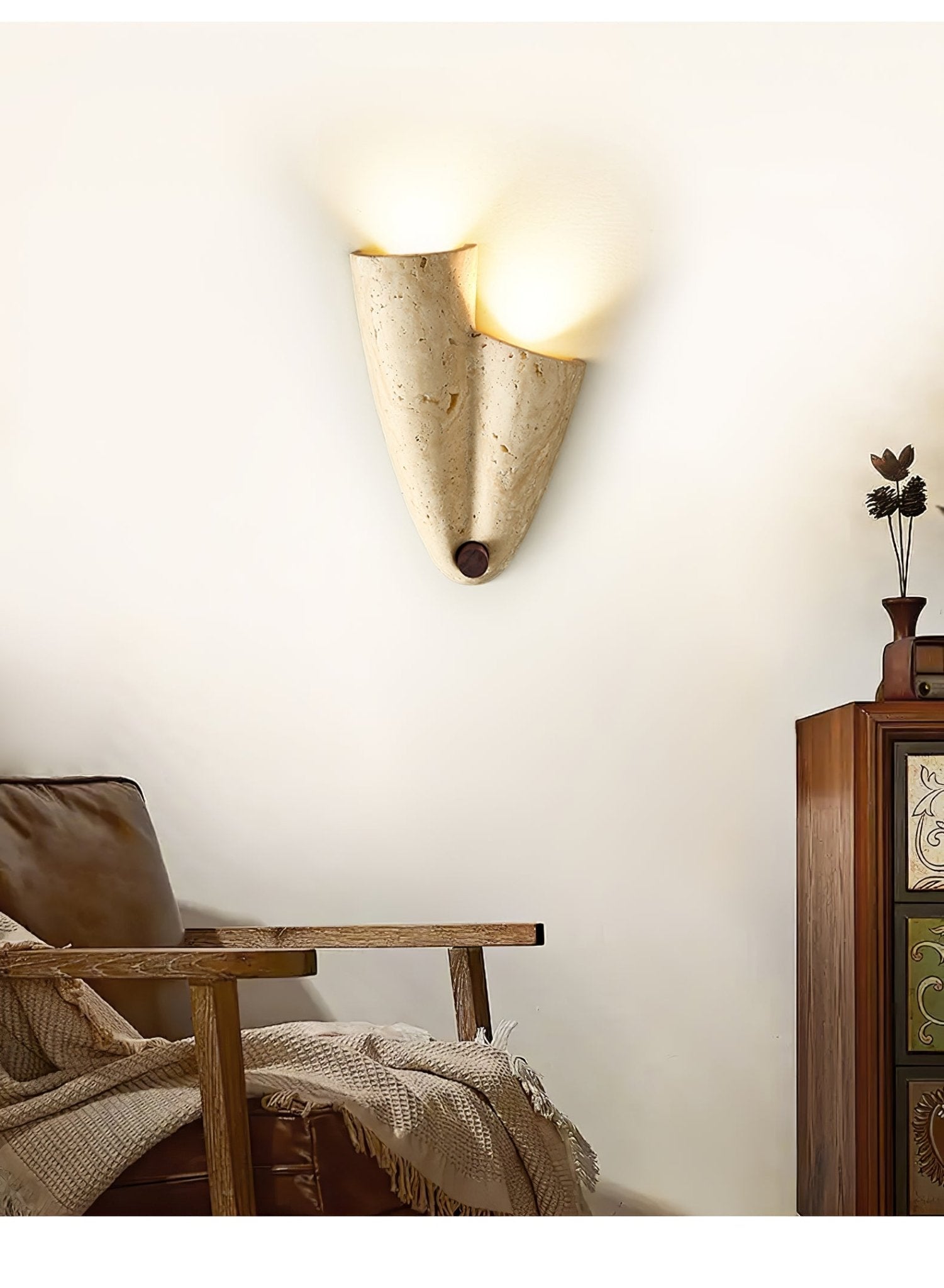 Artistic Travertine Wall Light-Neutral Decor