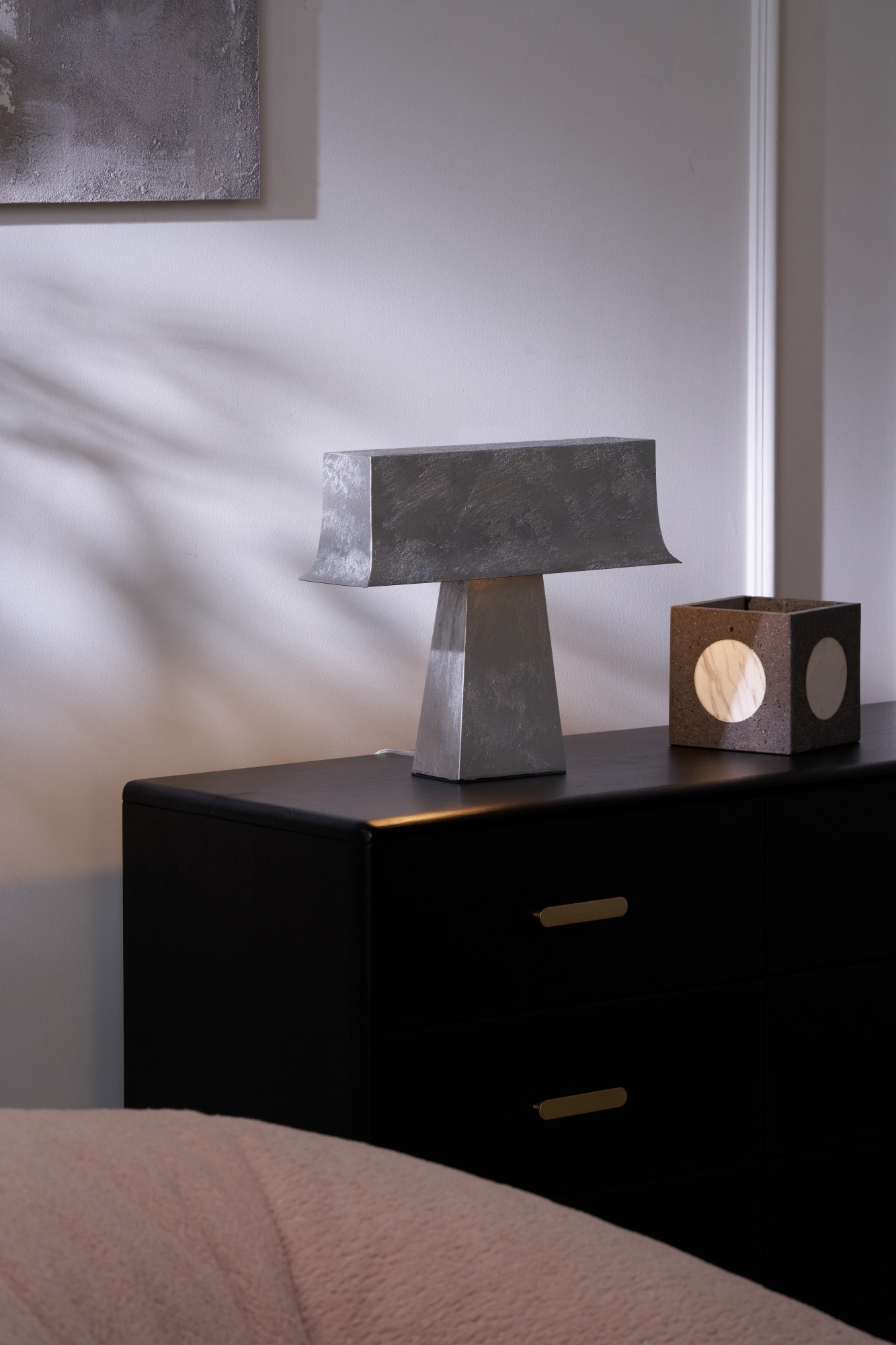 Slate Minimalist Antique Table Lamp-Neutral Decor