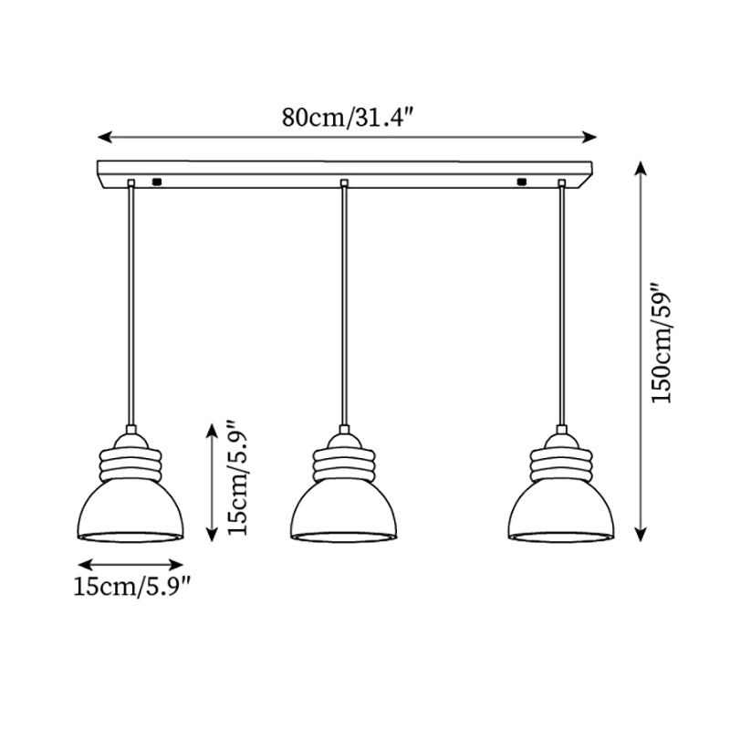 Pendant Lamp Travertine Dome Walnut Wood Rings Ambient Minimalist
