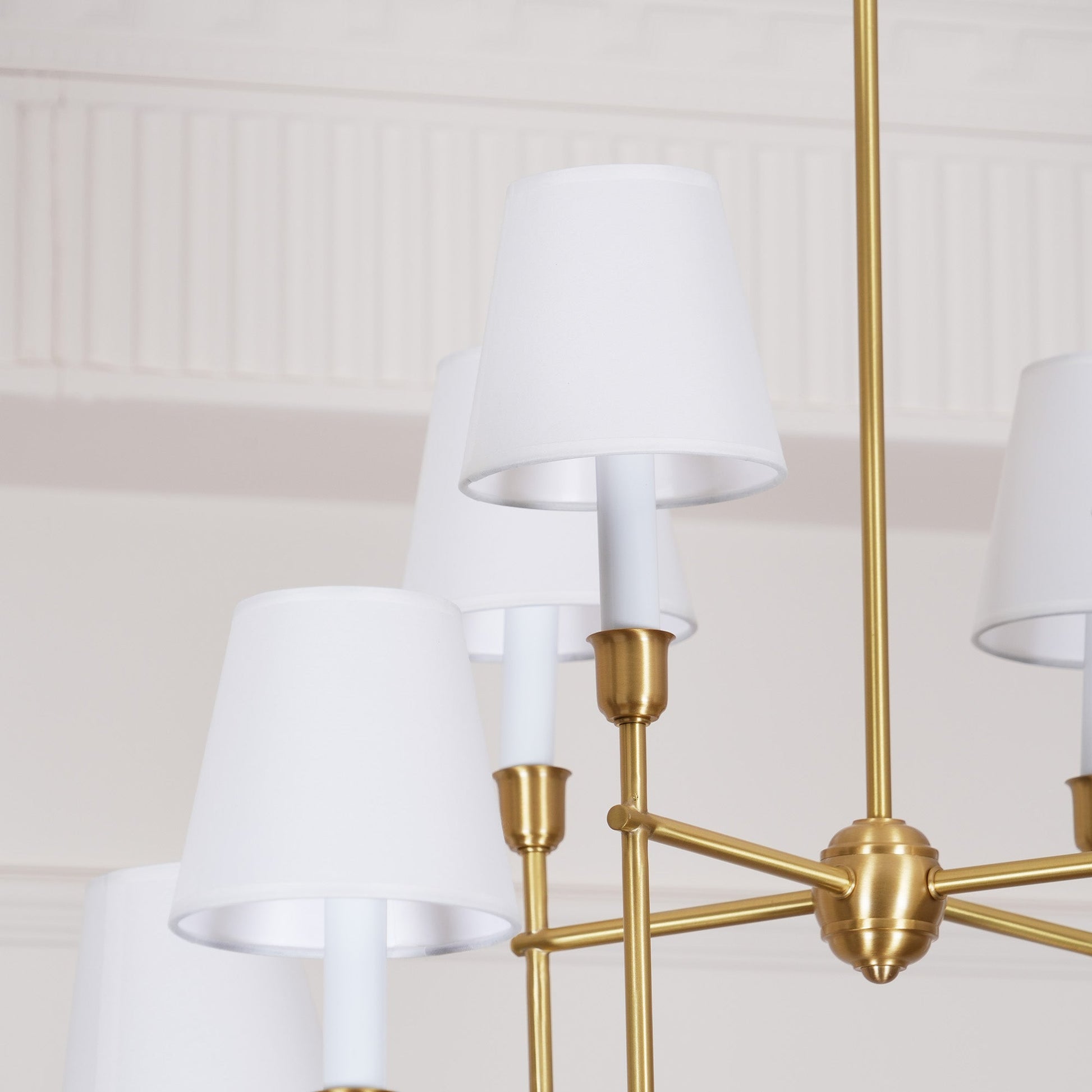 Lustra Chandelier Vendome Brass White Shade-Neutral Decor
