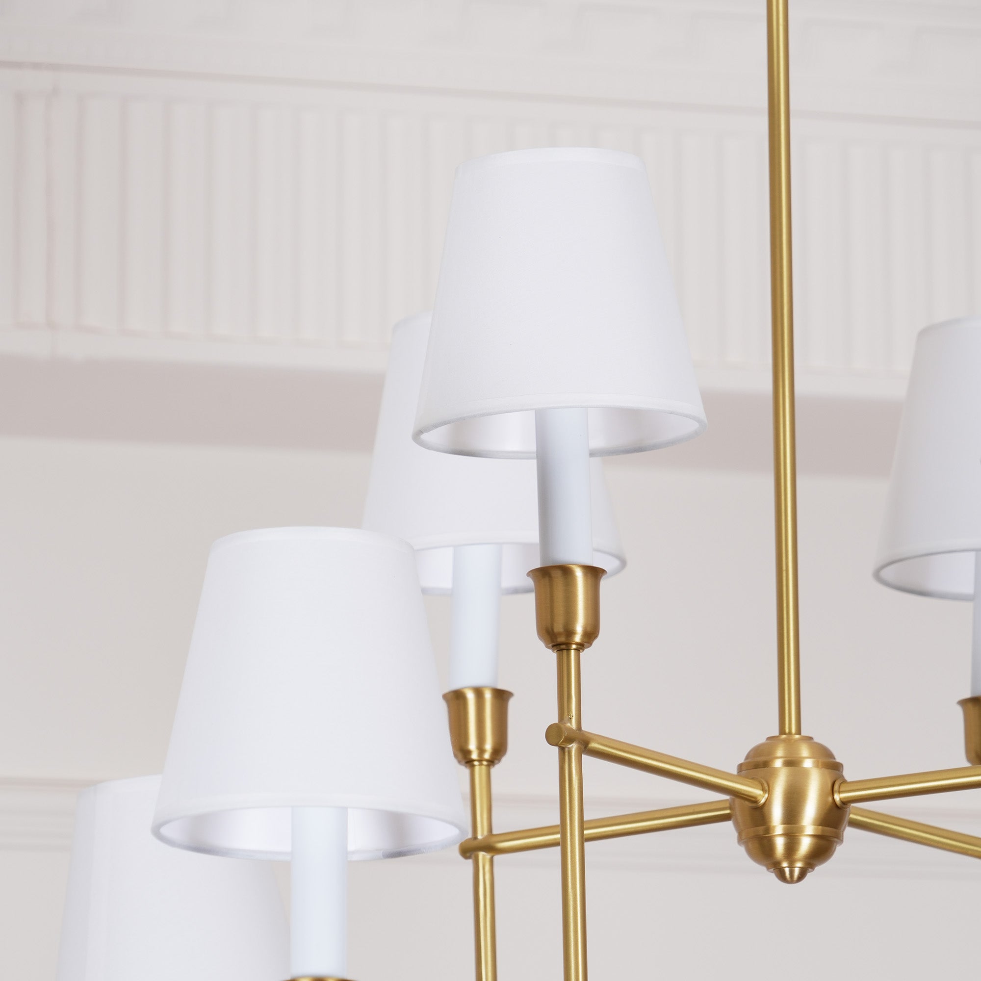 Lustra Chandelier Vendome Brass White Shade-Neutral Decor