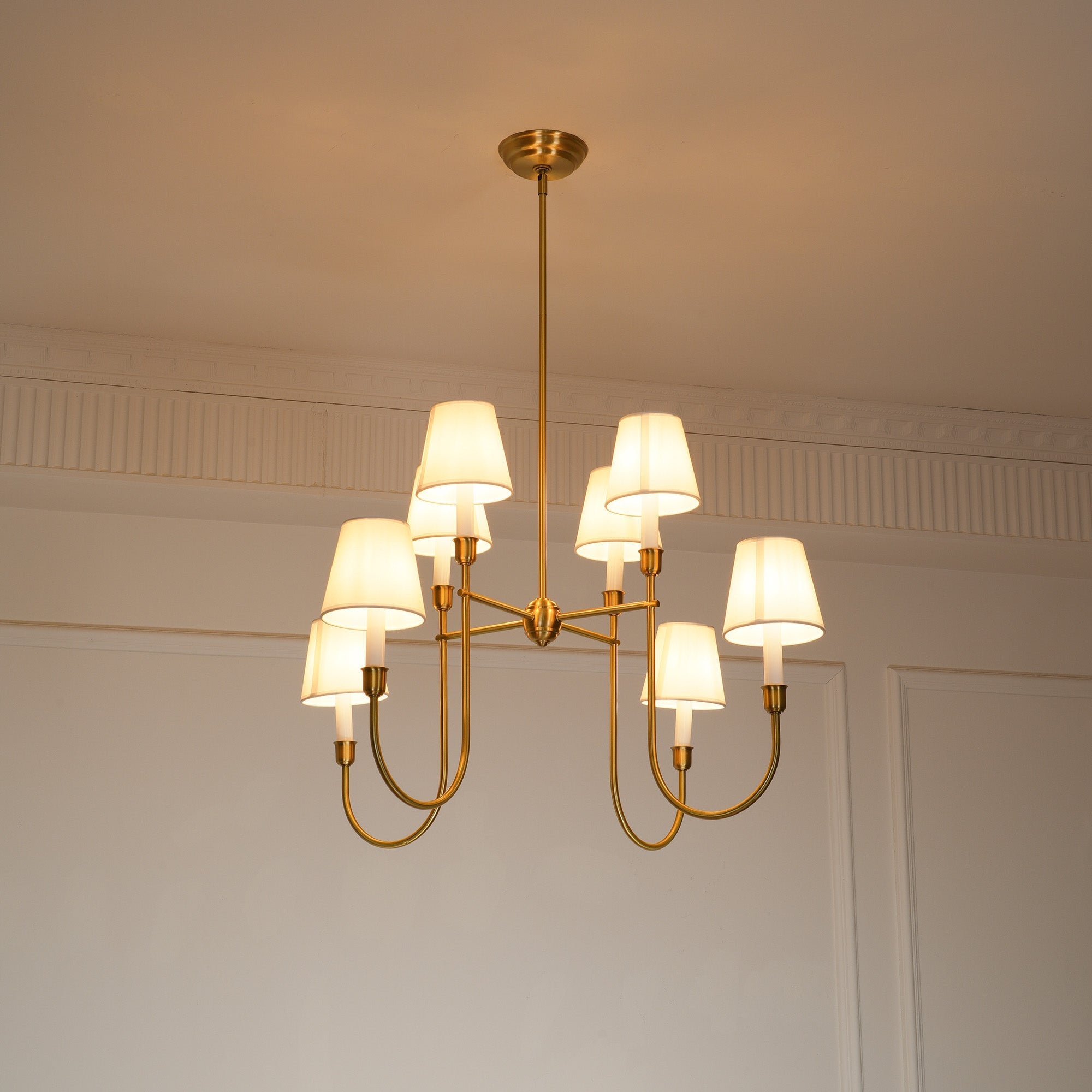 Lustra Chandelier Vendome Brass White Shade-Neutral Decor