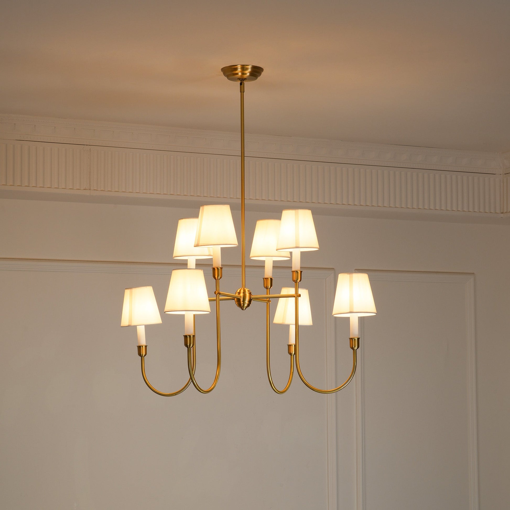 Lustra Chandelier Vendome Brass White Shade-Neutral Decor