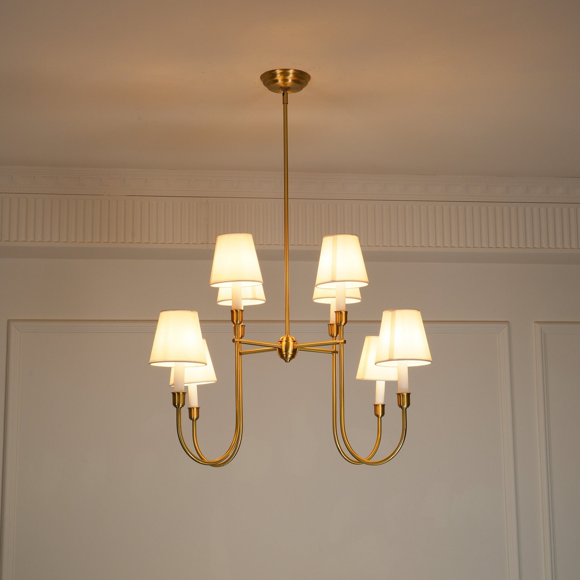 Lustra Chandelier Vendome Brass White Shade-Neutral Decor