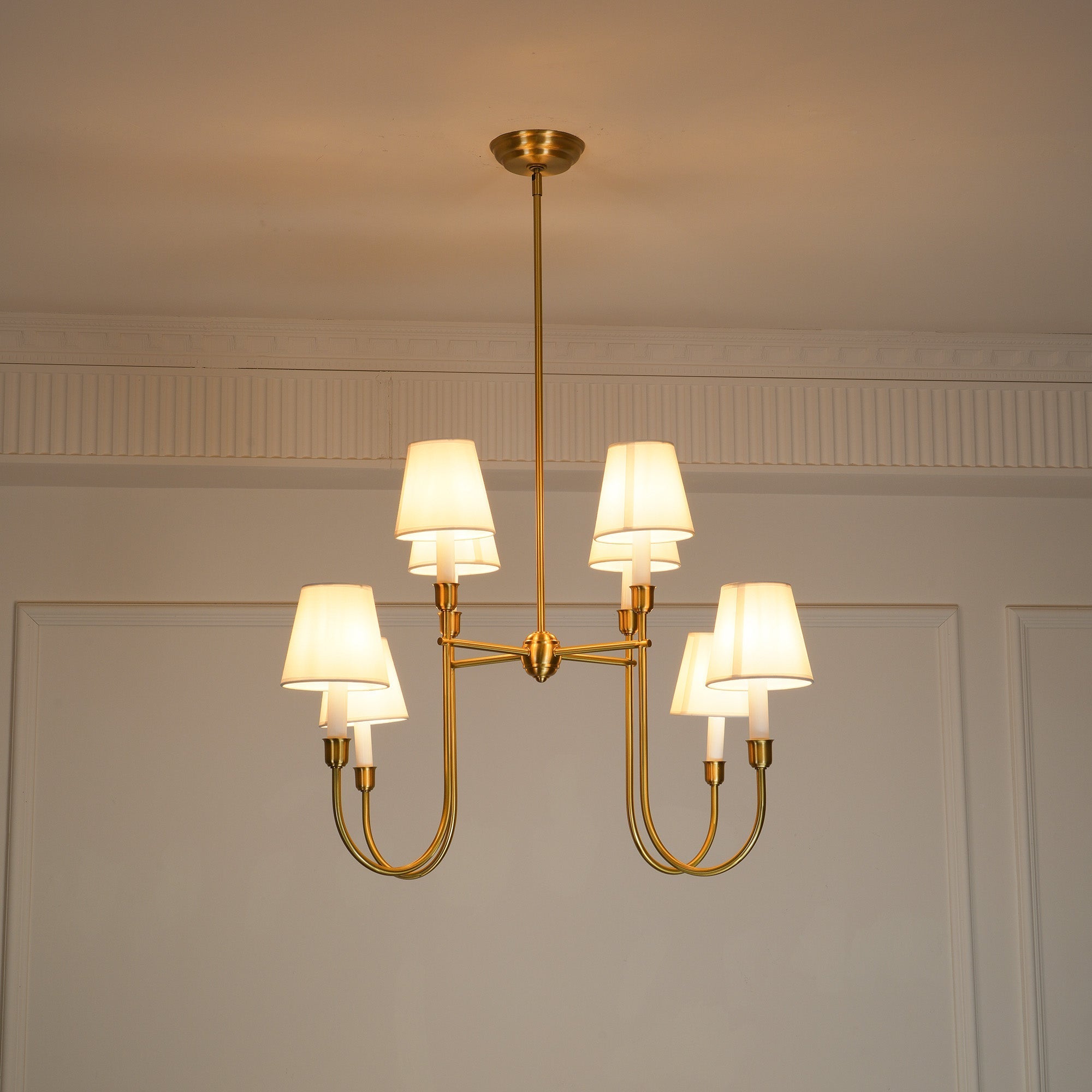 Lustra Chandelier Vendome Brass White Shade-Neutral Decor