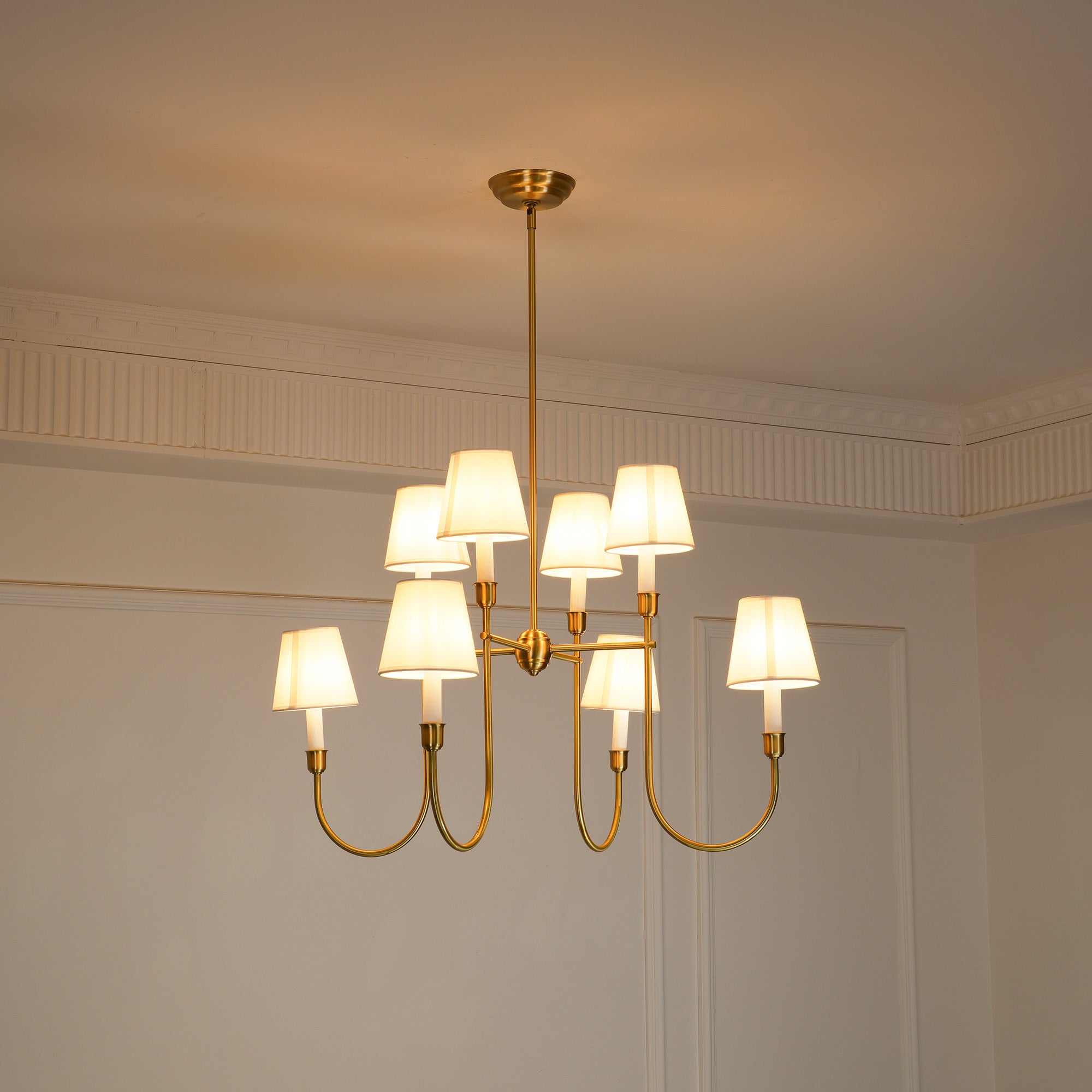 Lustra Chandelier Vendome Brass White Shade-Neutral Decor