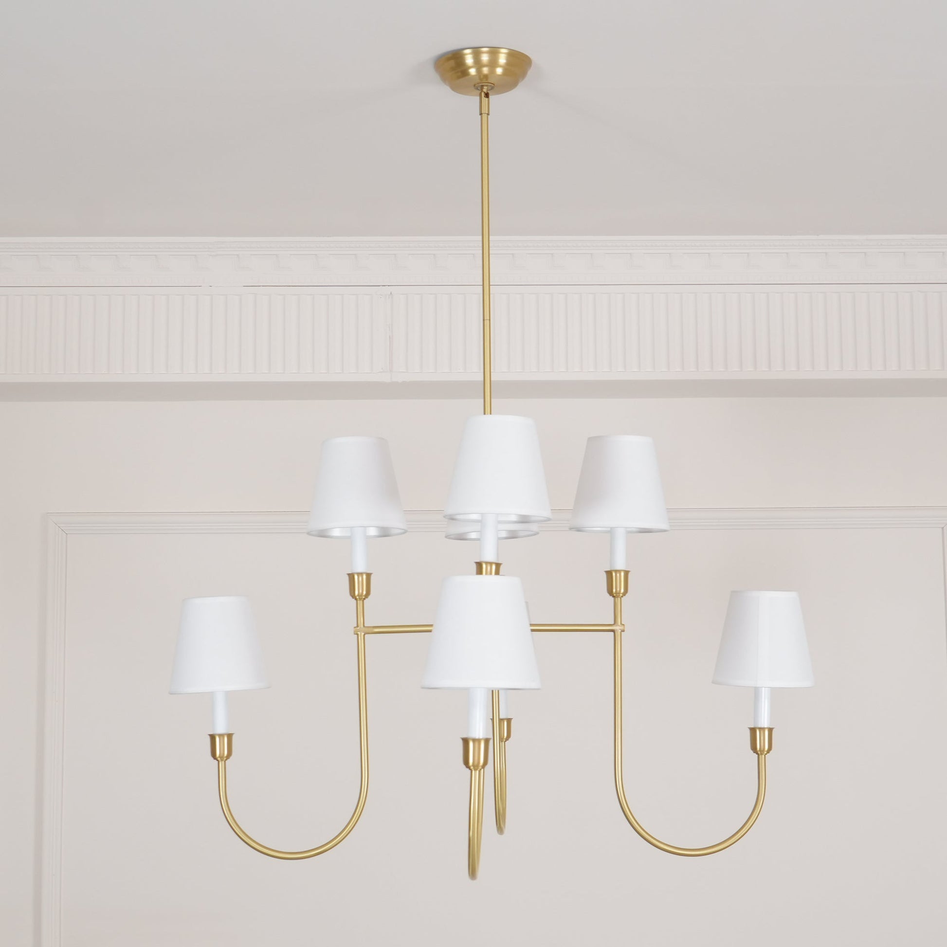 Lustra Chandelier Vendome Brass White Shade-Neutral Decor