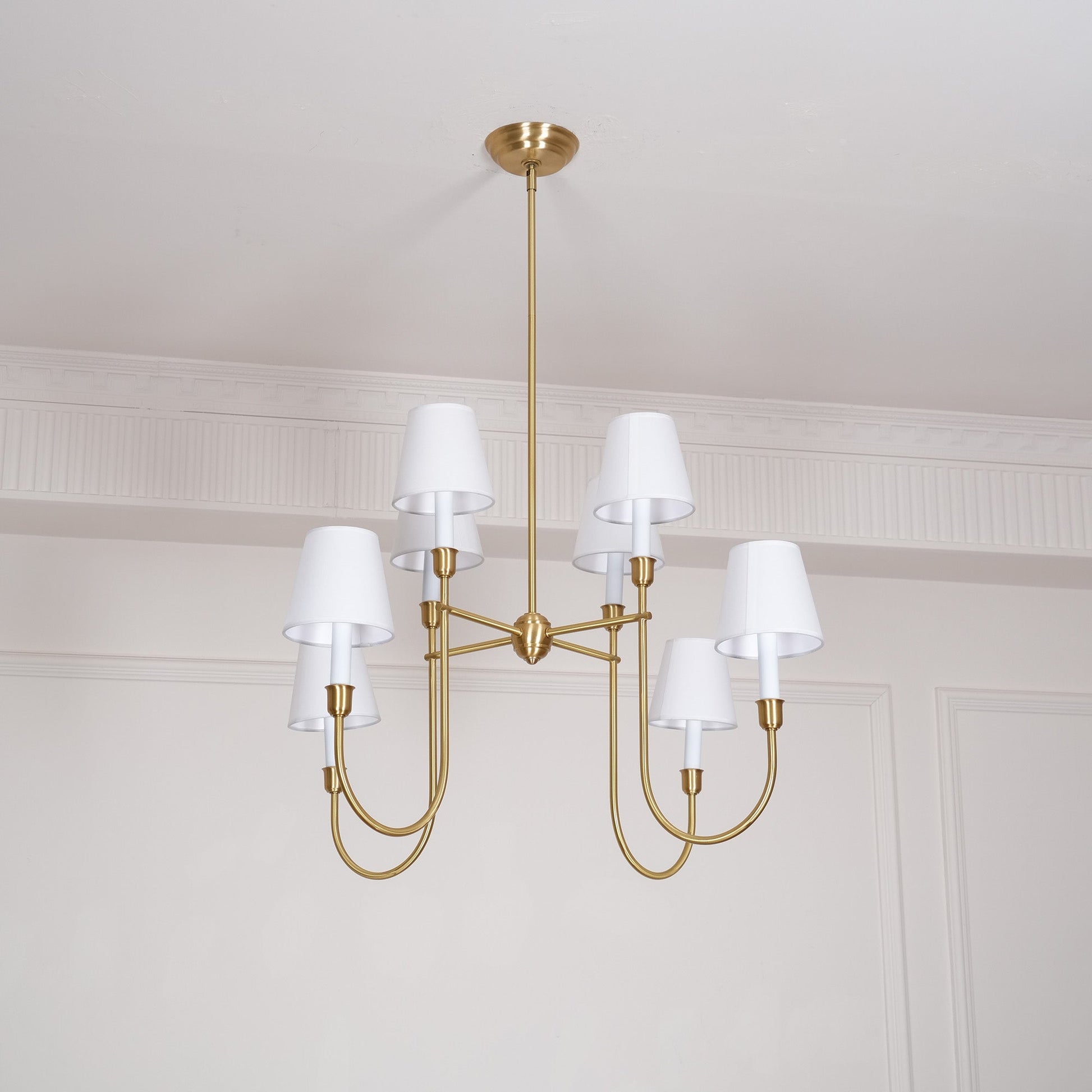 Lustra Chandelier Vendome Brass White Shade-Neutral Decor