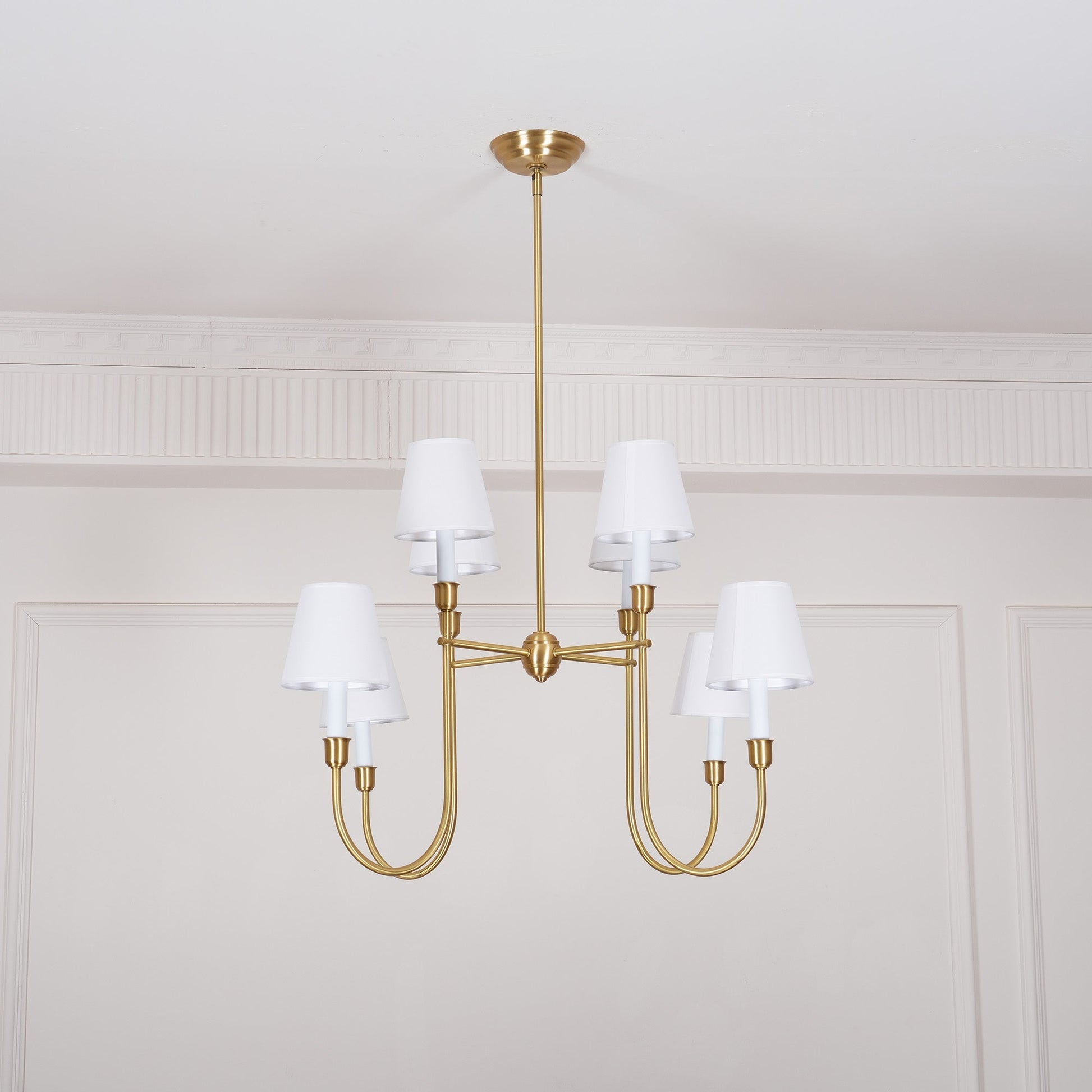 Lustra Chandelier Vendome Brass White Shade-Neutral Decor