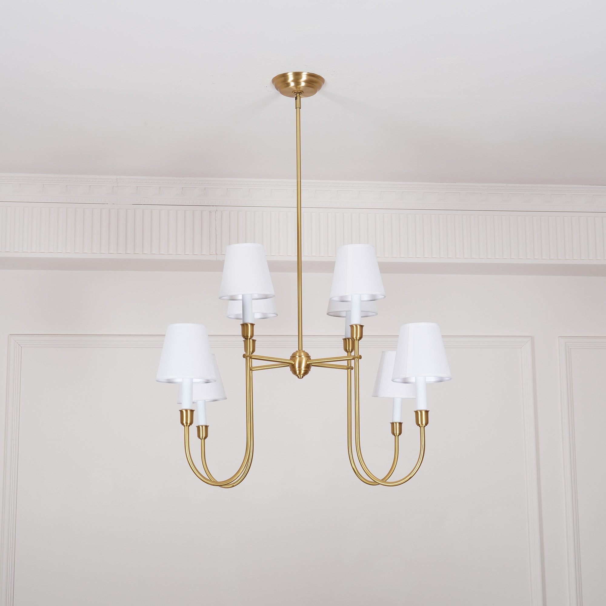 Lustra Chandelier Vendome Brass White Shade-Neutral Decor
