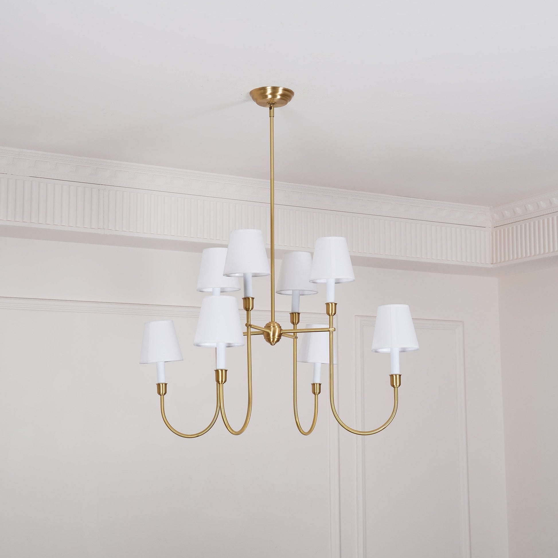Lustra Chandelier Vendome Brass White Shade-Neutral Decor