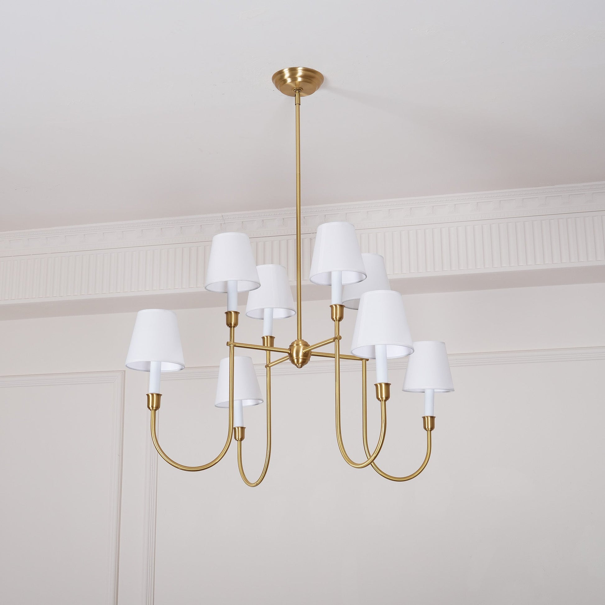 Lustra Chandelier Vendome Brass White Shade-Neutral Decor