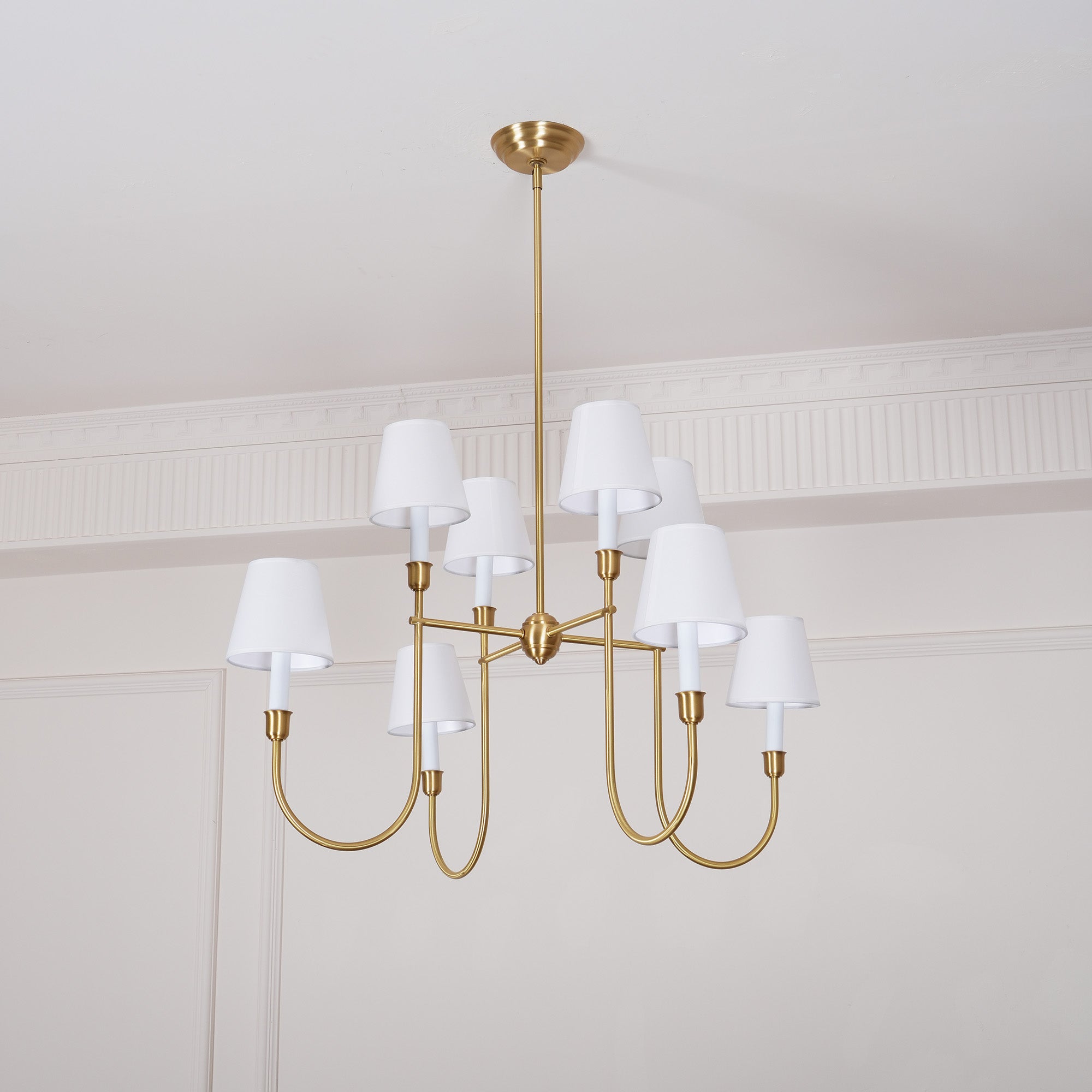 Lustra Chandelier Vendome Brass White Shade-Neutral Decor