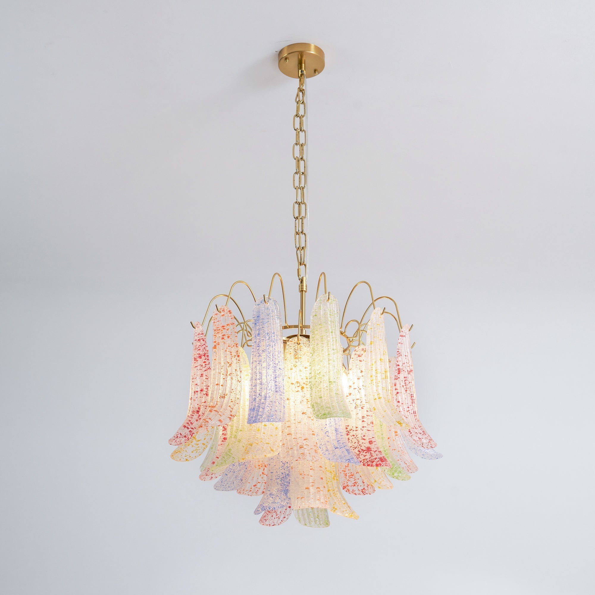 Chandelier Glass Petals Metal Frame Colorful Artistic Ambience