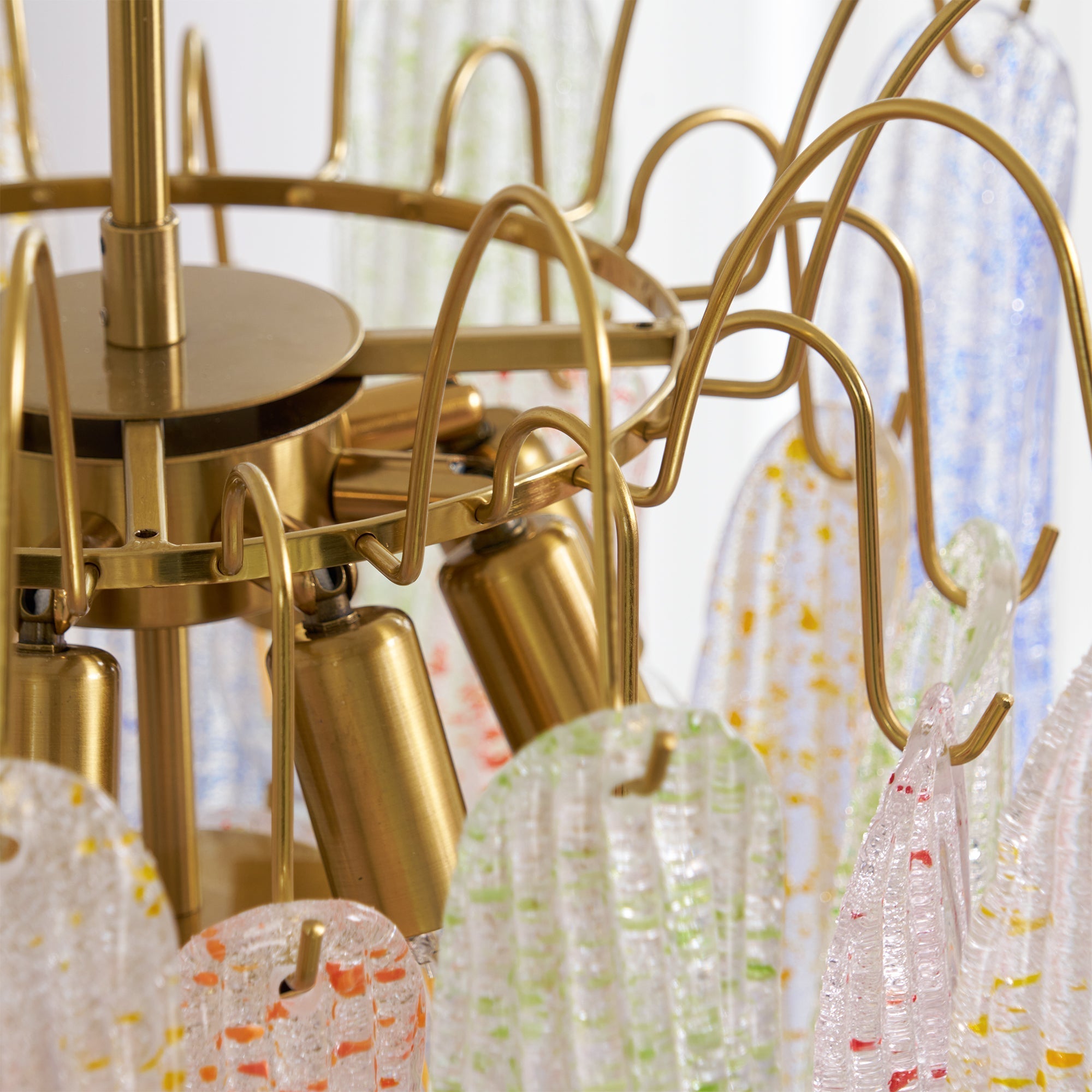 Chandelier Glass Petals Metal Frame Colorful Artistic Ambience